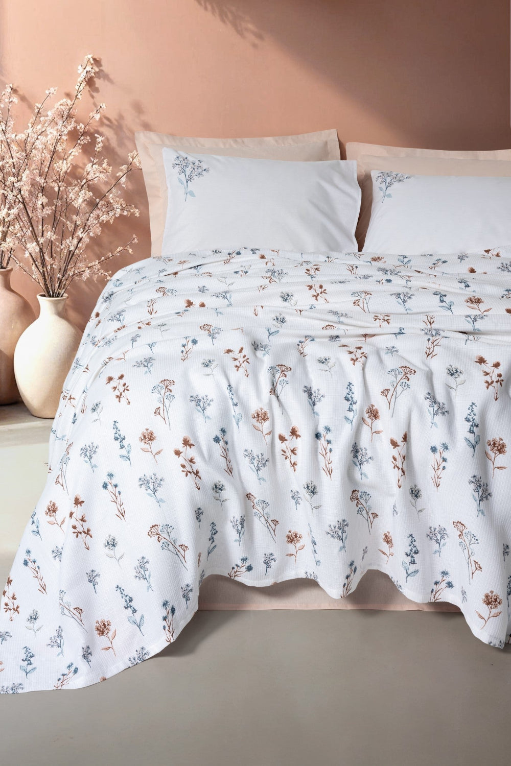 Cotton Box-Estiva Çift Kişilik Pike Takımı Briar Somon-Nevresim Takımı-1-Milagron.com