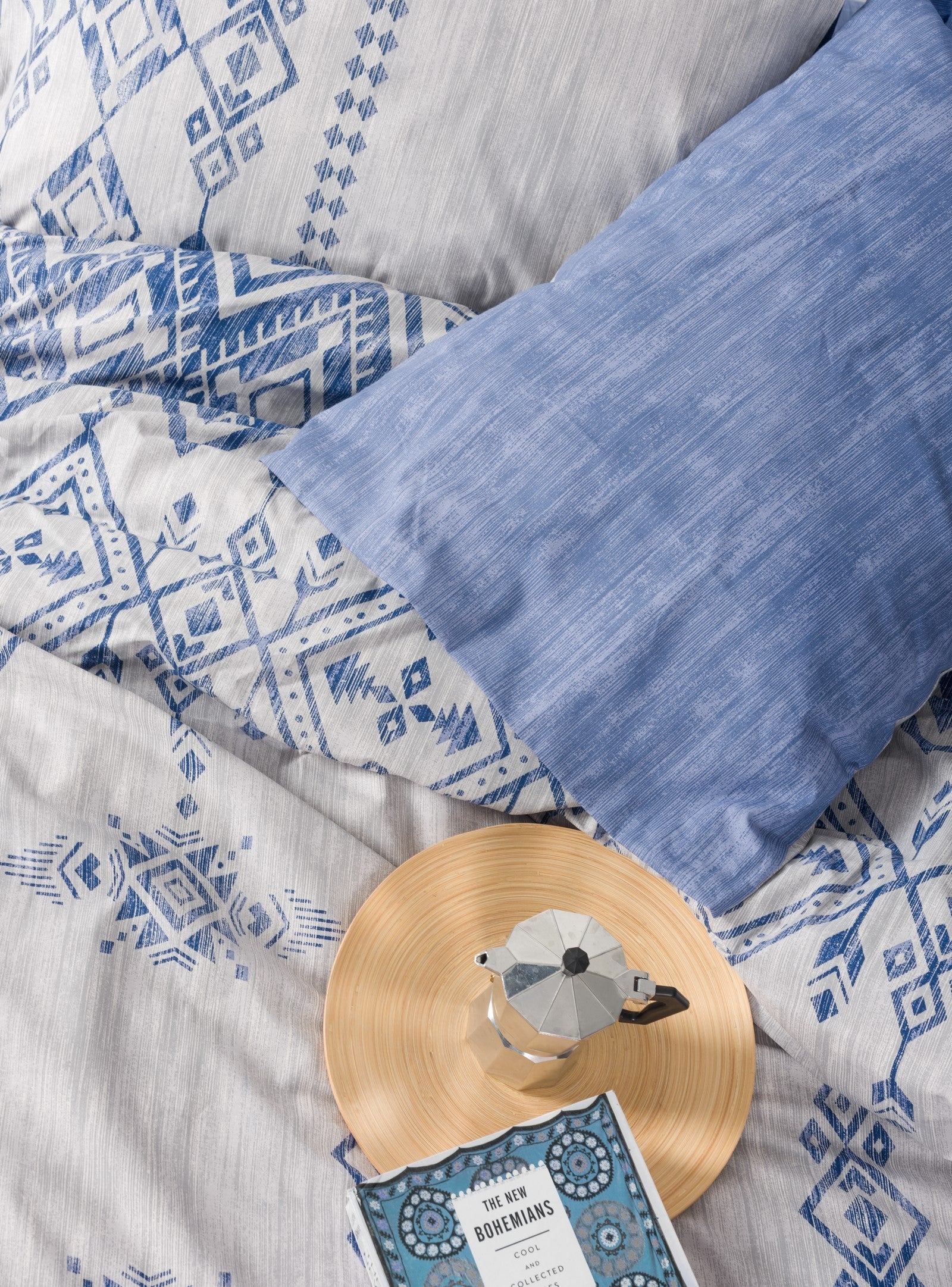 Cotton Box-Ethnic Çift Kişilik Nevresim Takımı Cleo Mavi-Nevresim Takımı-2-Milagron.com