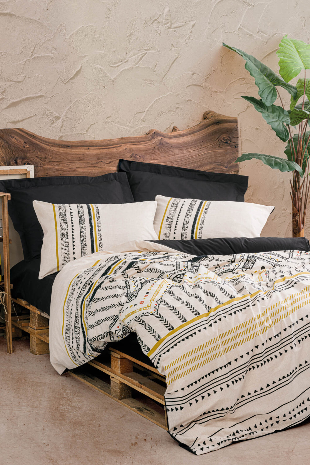 Cotton Box-Ethnic Çift Kişilik Nevresim Takımı Elvira Siyah-Nevresim Takımı-1-Milagron.com