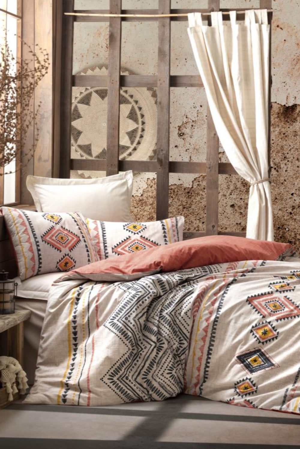 Cotton Box-Ethnic Çift Kişilik Nevresim Takımı Felix Kiremit-Nevresim Takımı-1-Milagron.com