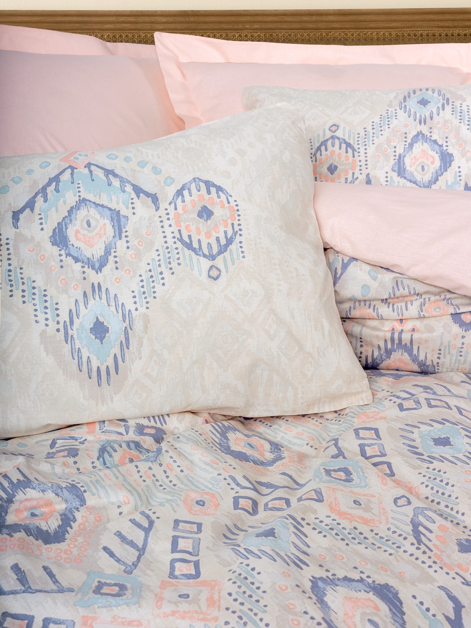 Cotton Box-Ethnic Çift Kişilik Nevresim Takımı Mosola Somon-Nevresim Takımı-2-Milagron.com