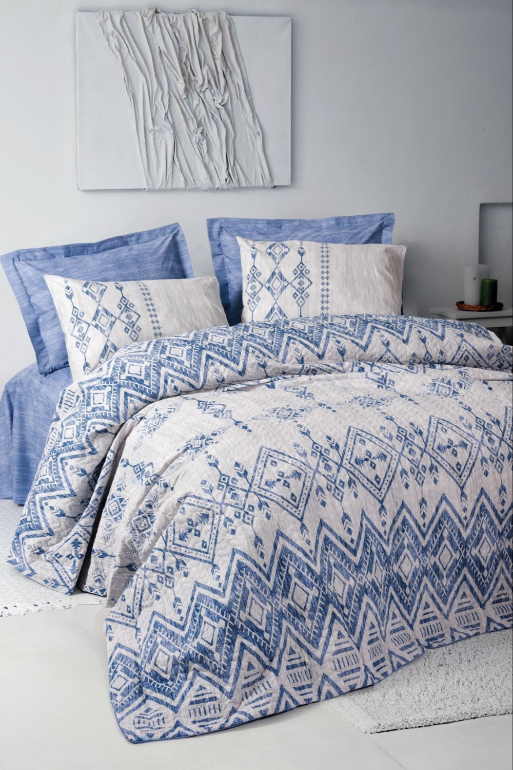 Cotton Box-Ethnic Tek Kişilik Complete Set Cleo Mavi-Nevresim Takımı-1-Milagron.com