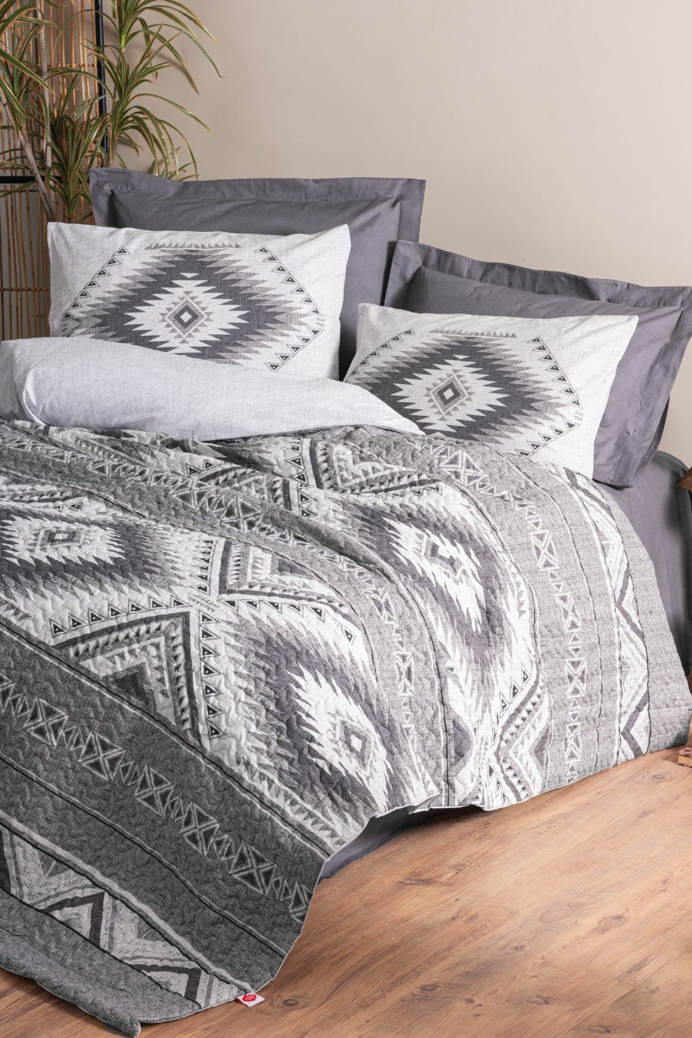 Cotton Box-Ethnic Tek Kişilik Complete Set Delos Antrasit-Nevresim Takımı-1-Milagron.com