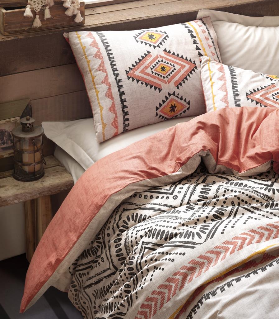 Cotton Box-Cotton Box Ethnic Tek Kişilik Nevresim Takımı Felix Kiremit-Tek Kişilik Nevresim Takımı-2-Milagron.com