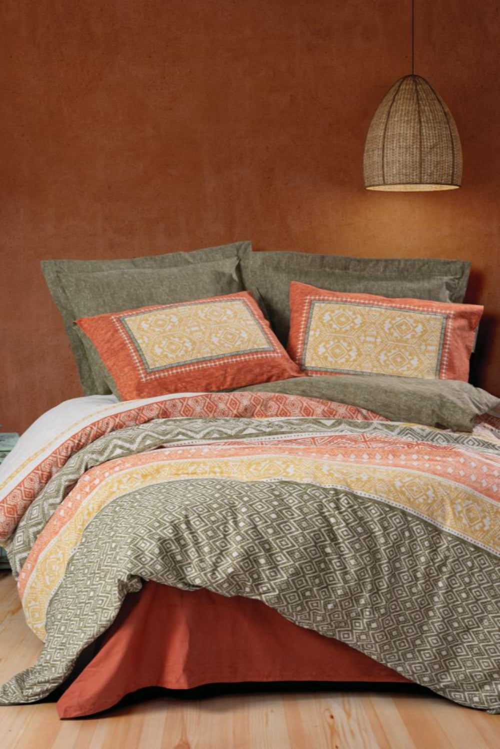 Cotton Box-Cotton Box Ethnic Tek Kişilik Nevresim Takımı Tuwa Kiremit-Tek Kişilik Nevresim Takımı-1-Milagron.com