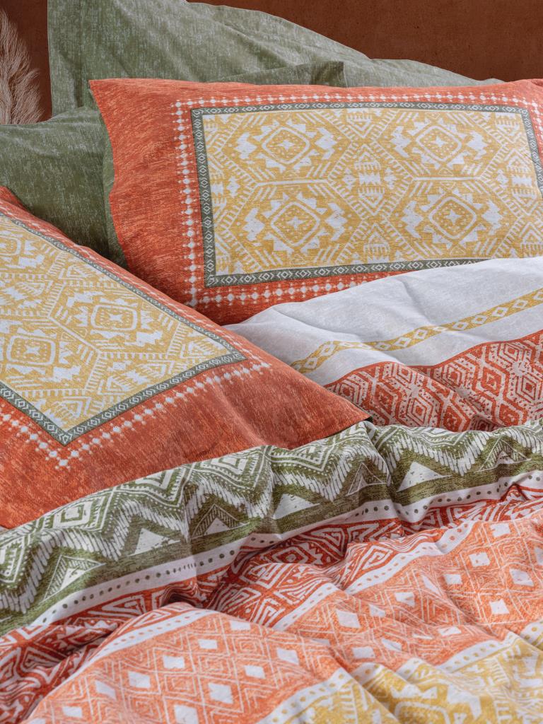 Cotton Box-Cotton Box Ethnic Tek Kişilik Nevresim Takımı Tuwa Kiremit-Tek Kişilik Nevresim Takımı-2-Milagron.com