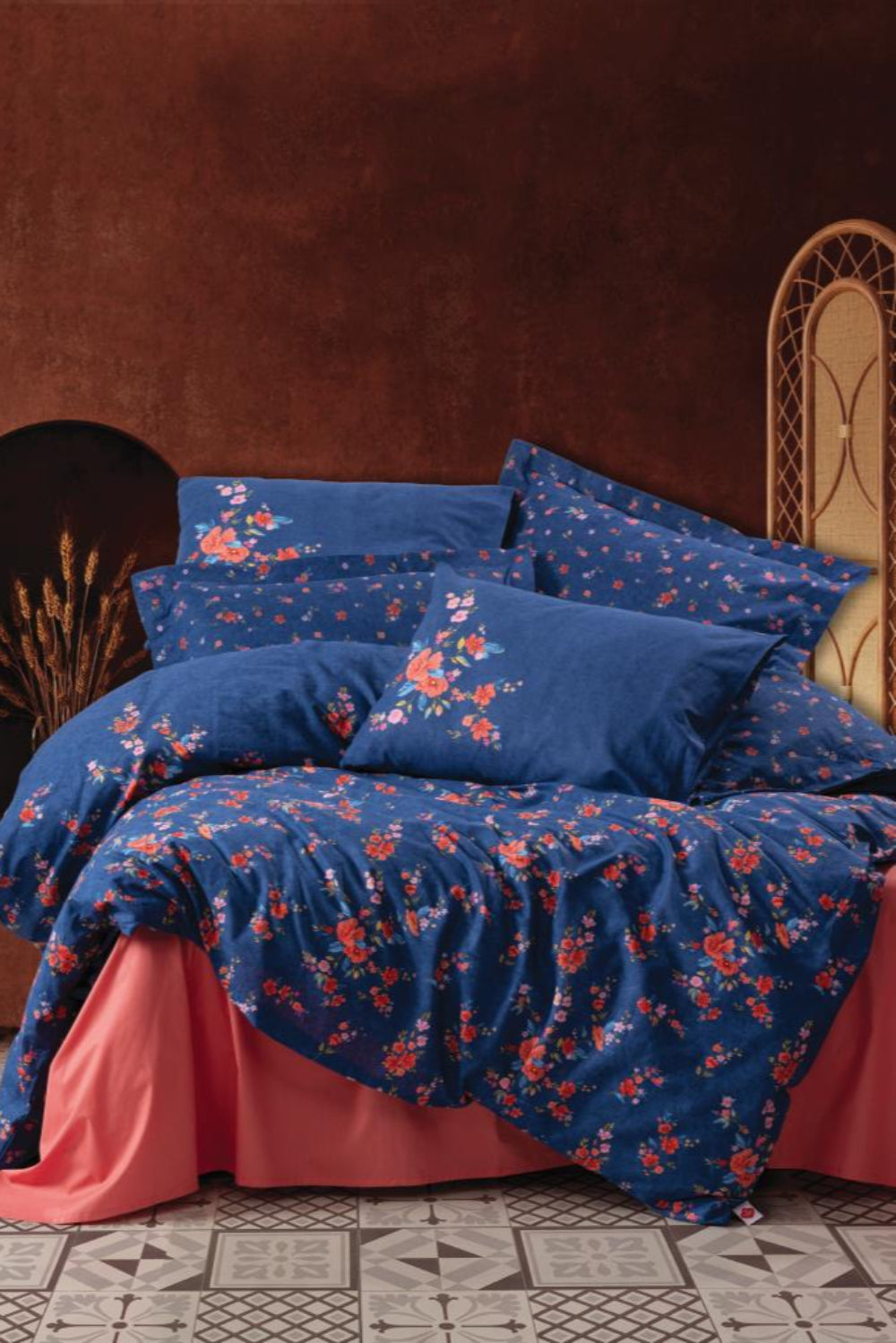 Cotton Box-Feminen Çift Kişilik Nevresim Takımı Emery Lacivert-Nevresim Takımı-1-Milagron.com