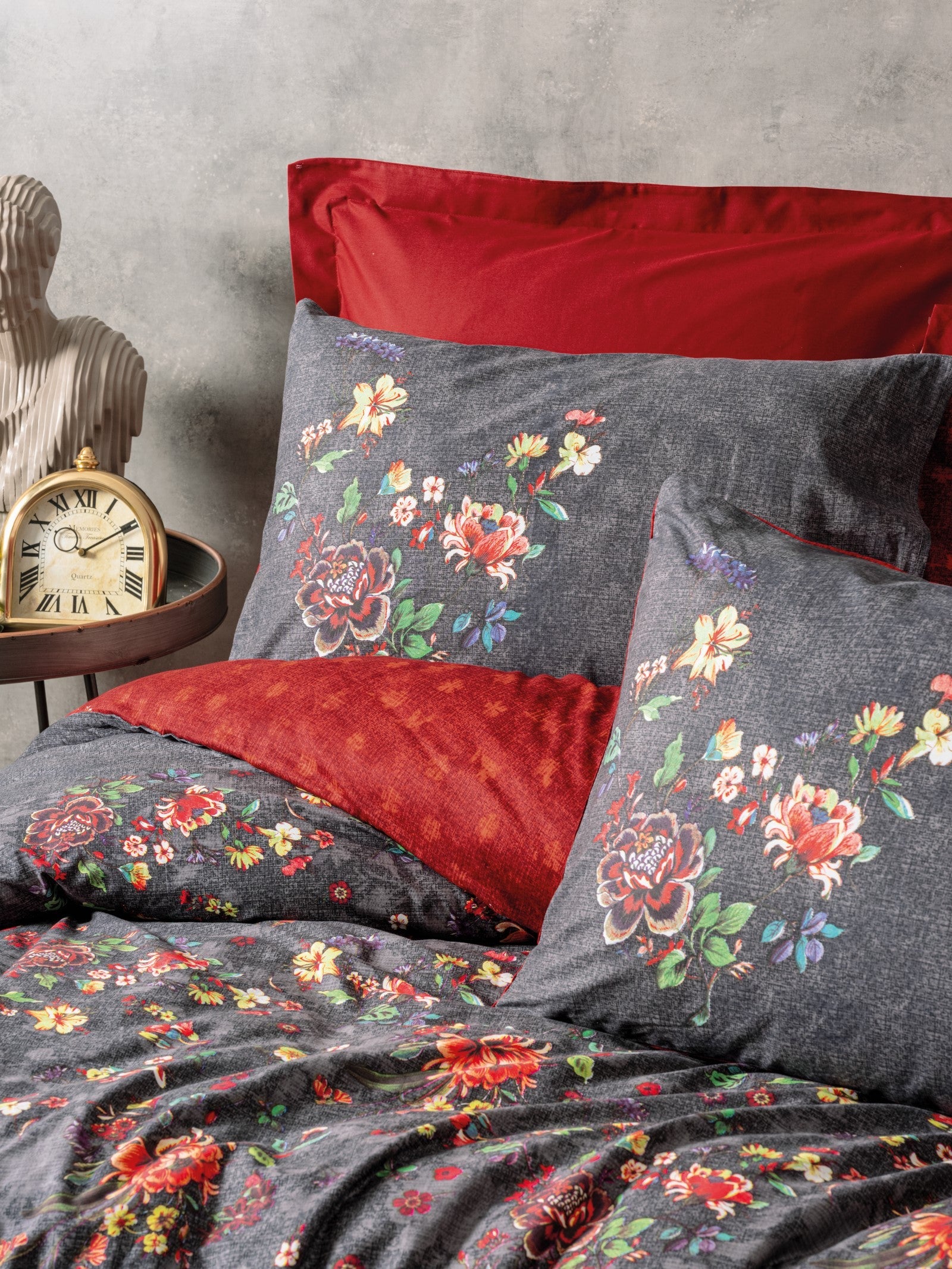 Cotton Box-Feminen Çift Kişilik Nevresim Takımı Sierra Bordo-Nevresim Takımı-2-Milagron.com