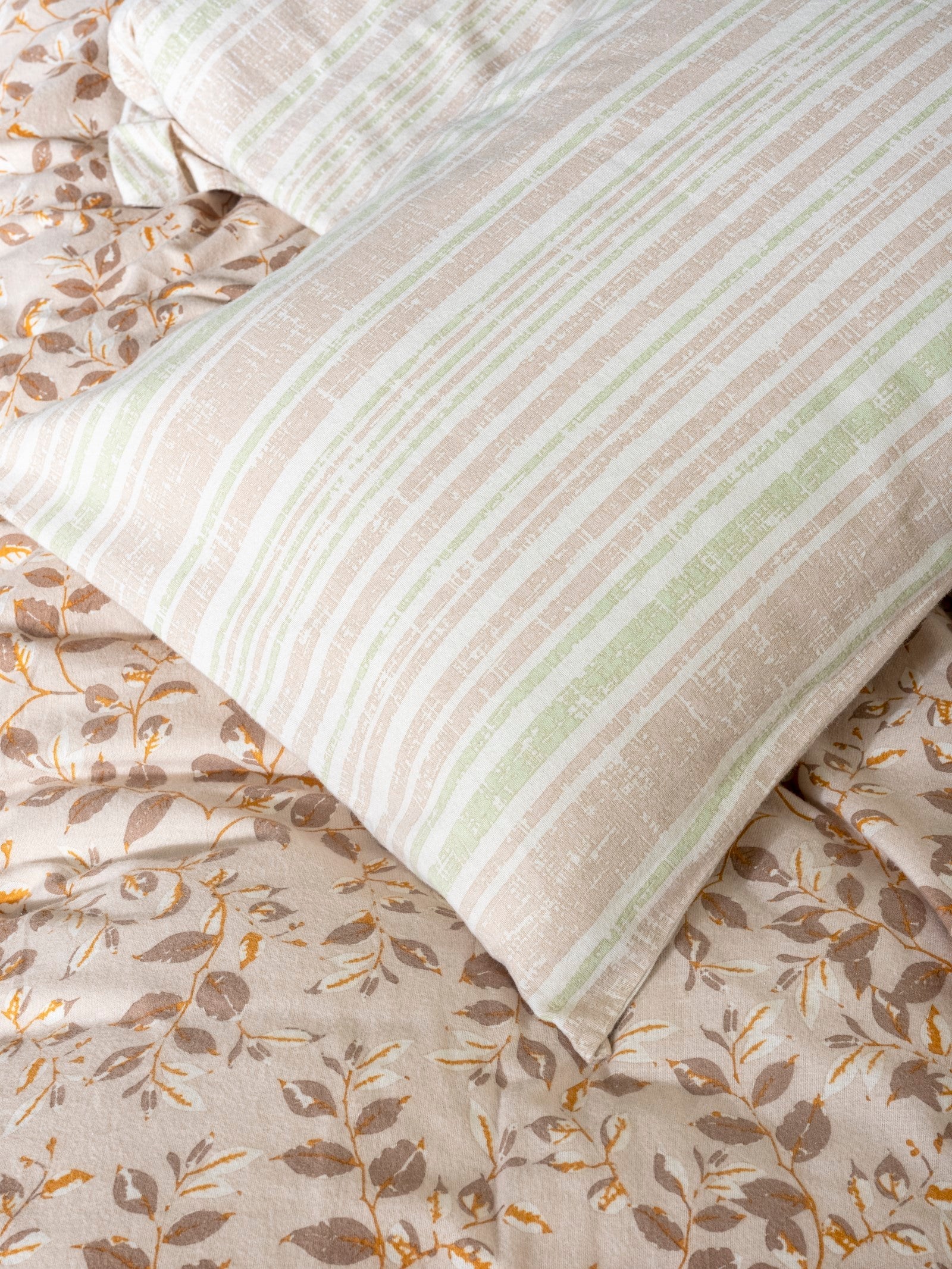 Cotton Box Flanel Tek Kişilik Nevresim Takımı Roof Yeşil