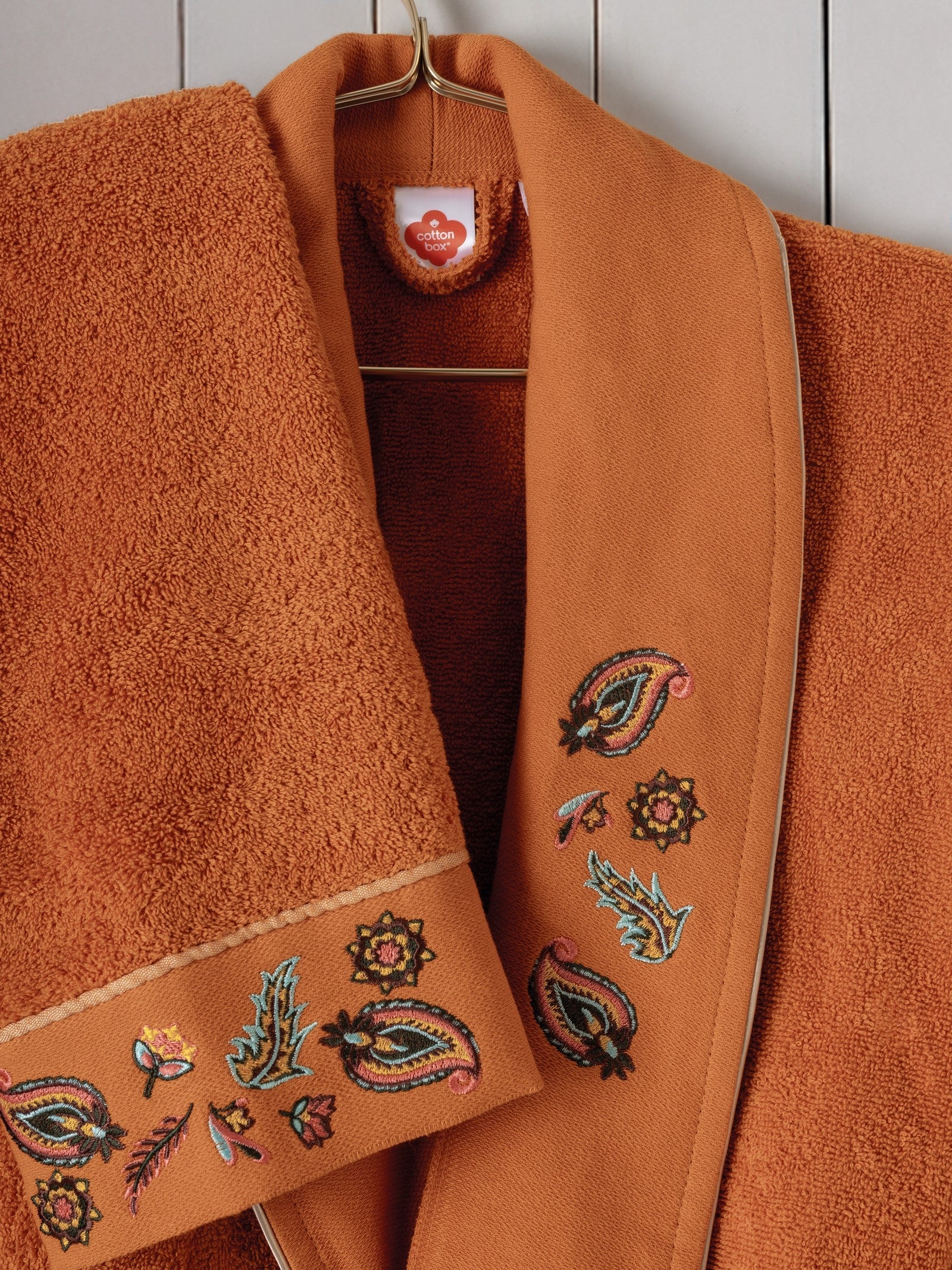 Cotton Box-Folk Art Aile Bornoz Seti Dalila Tarçın Antrasit-Bornoz Seti-2-Milagron.com