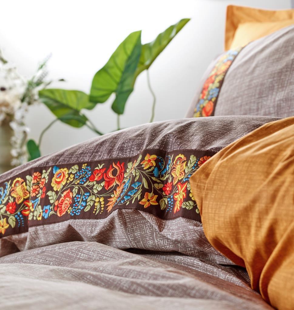 Cotton Box-Folk Art Çift Kişilik Nevresim Takımı Vizon-Nevresim Takımı-2-Milagron.com