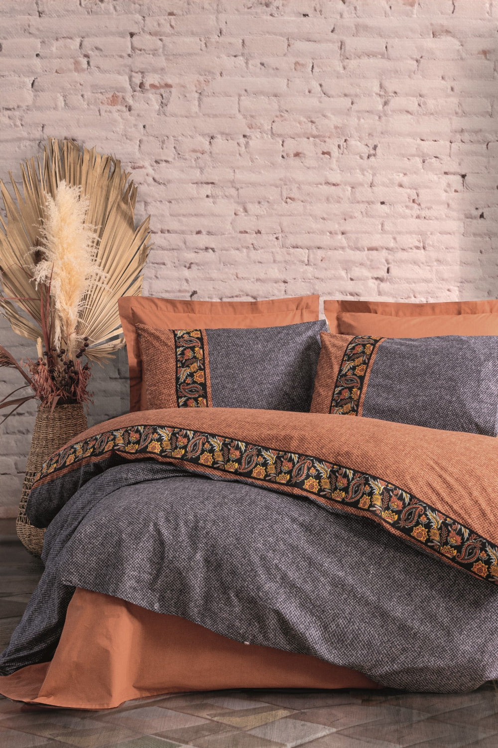 Cotton Box-Folk Art Tek Kişilik Nevresim Takımı Dalila Tarçın-Nevresim Takımı-1-Milagron.com