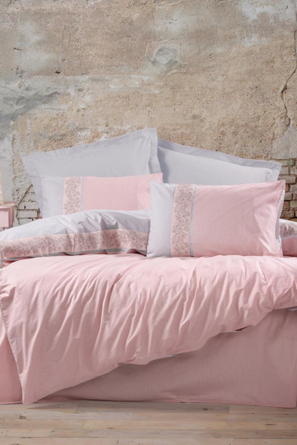 Cotton Box-Cotton Box Folk Art Tek Kişilik Nevresim Takımı Mila Pembe-Tek Kişilik Nevresim Takımı-1-Milagron.com