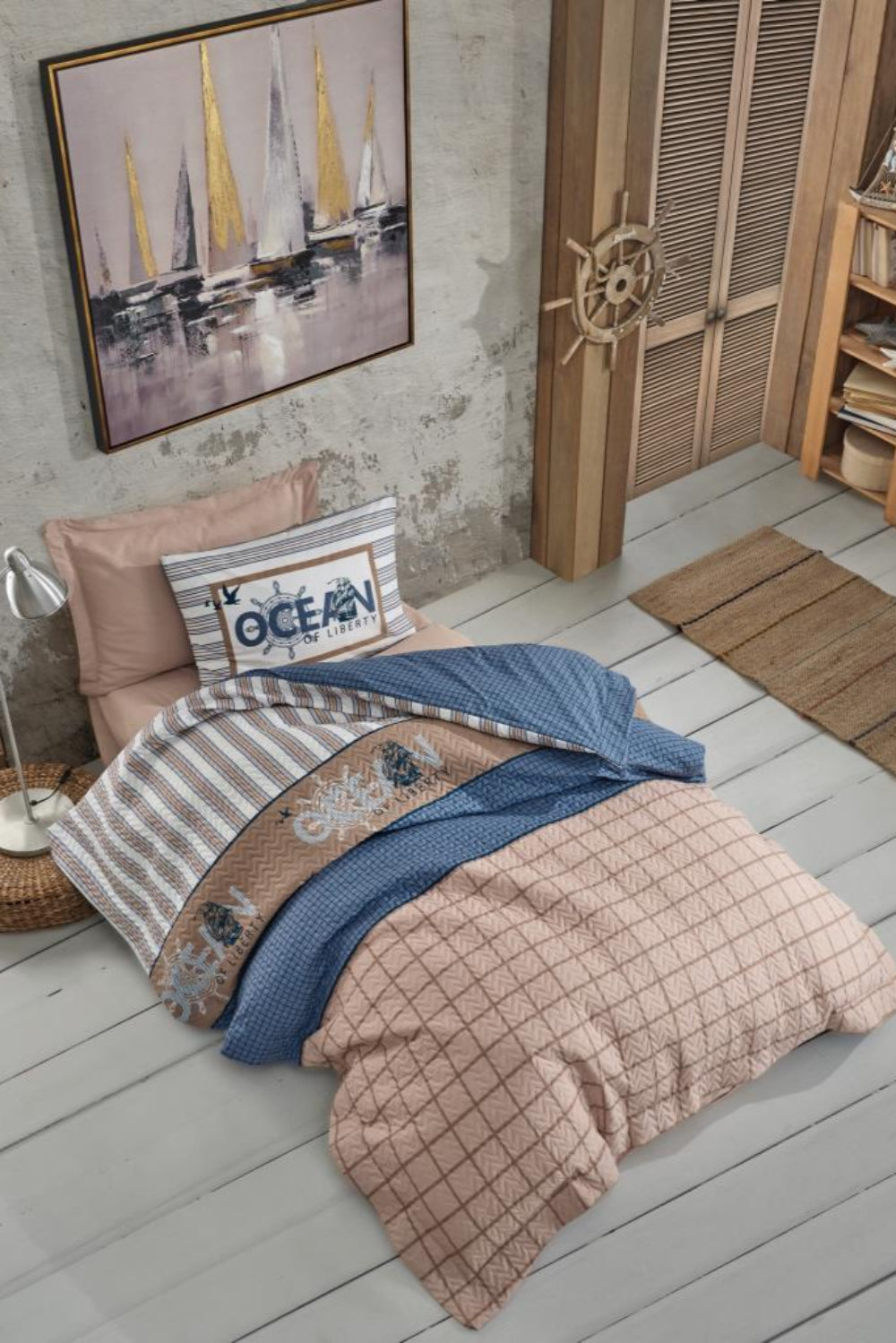 Cotton Box-Genç Odası Tek Kişilik Complete Set Ocean Lacivert-Nevresim Takımı-1-Milagron.com