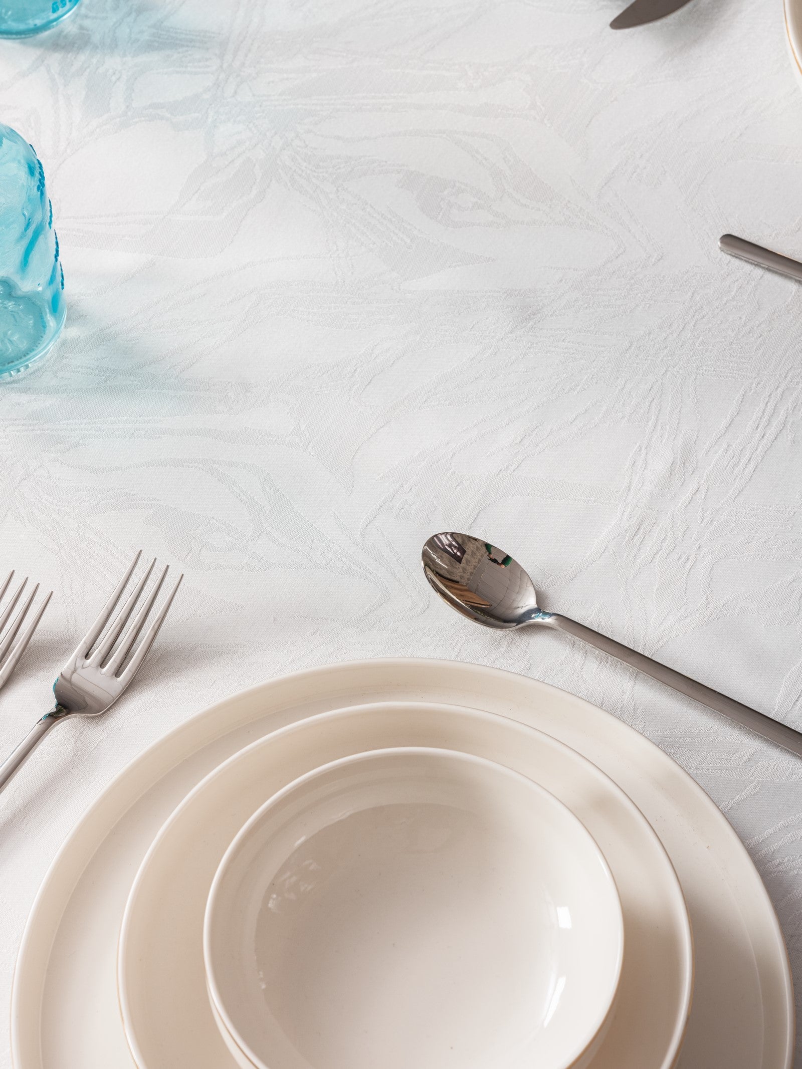 Cotton Box-Cotton Box Jakarlı Dertsiz Masa örtüsü Lavinia Beyaz 155x160-Masa Örtüsü-3-Milagron.com