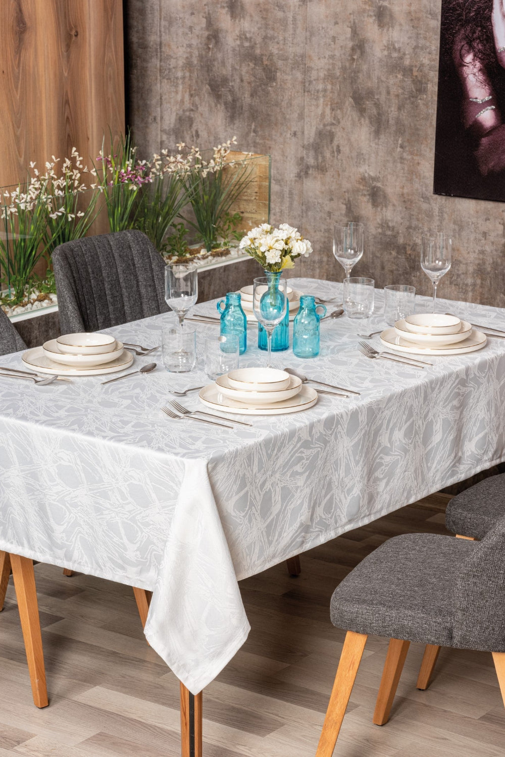 Cotton Box-Cotton Box Jakarlı Dertsiz Masa örtüsü Lavinia Beyaz 155x220-Masa Örtüsü-1-Milagron.com