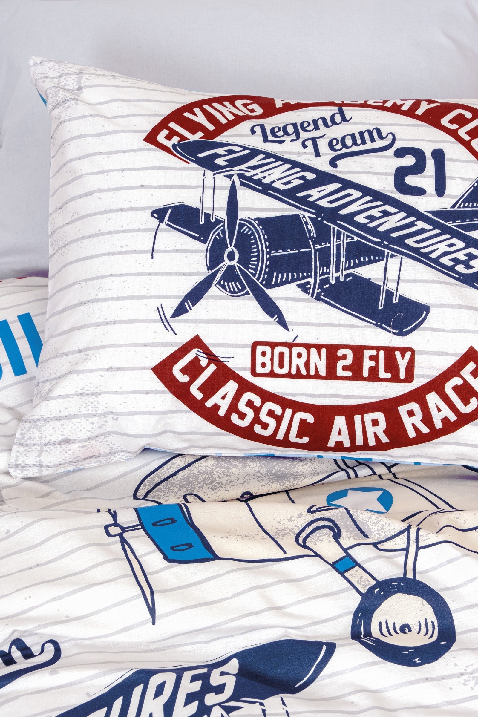 Cotton Box-Cotton Box Junior Tek Kişilik Lastikli çarşaflı Nevresim Takımı Flying Gri-Tek Kişilik Nevresim Takımı-2-Milagron.com