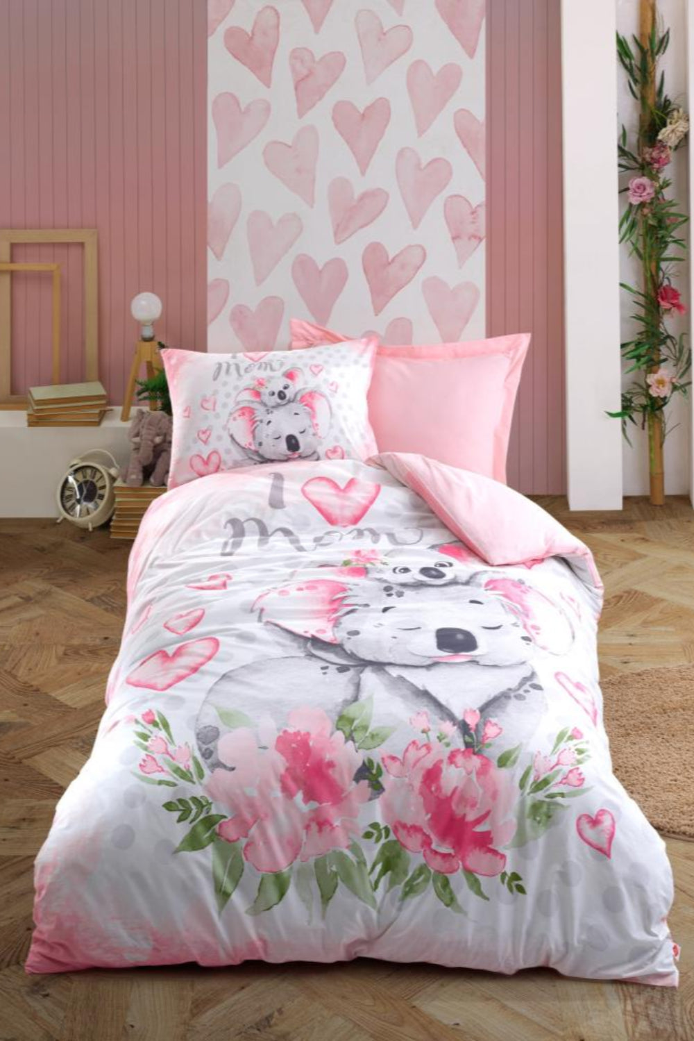 Cotton Box-Cotton Box Junior Tek Kişilik Nevresim Takımı Koala Pembe-Tek Kişilik Nevresim Takımı-1-Milagron.com