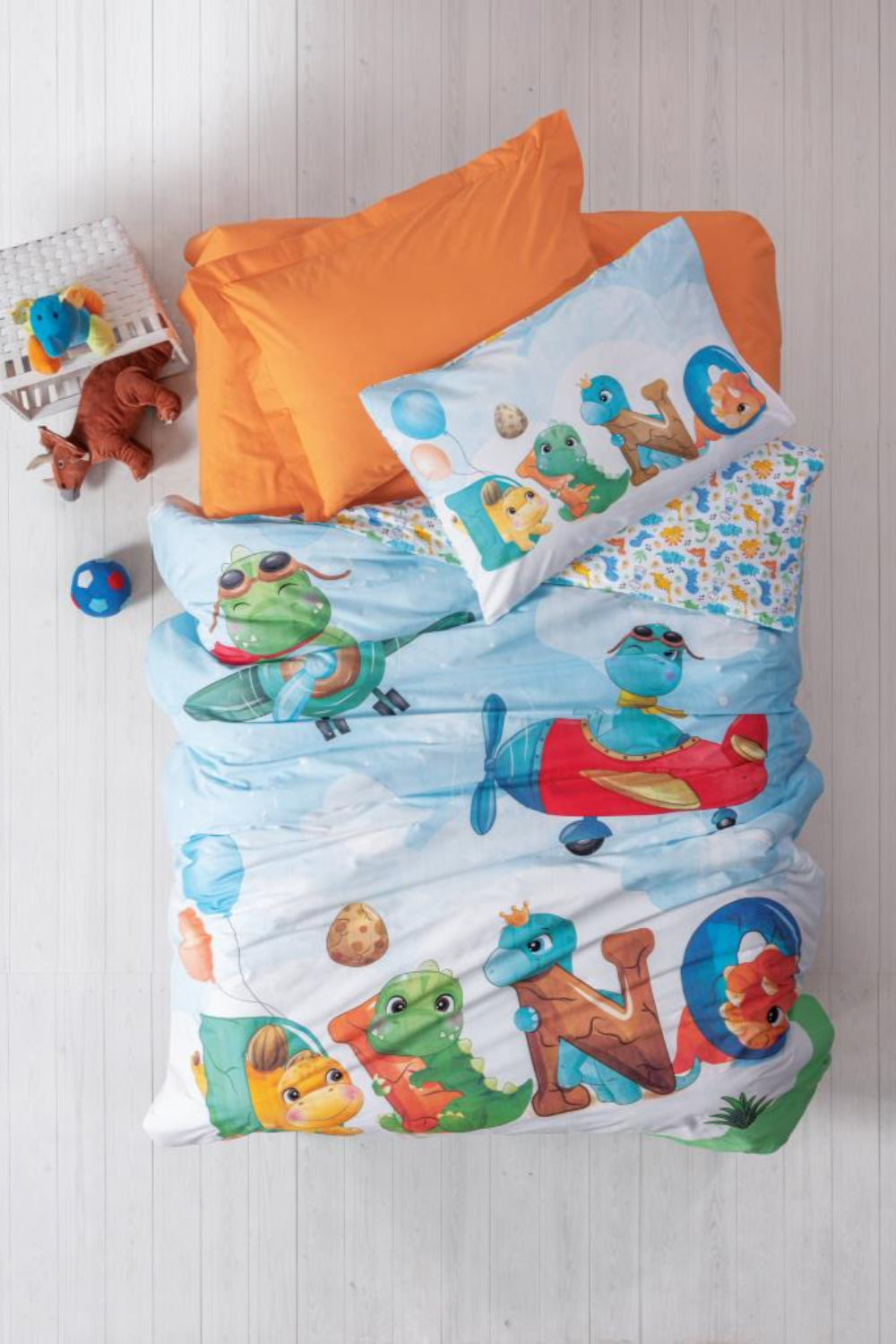 Cotton Box-Cotton Box Junior Tek Kişilik Nevresim Takımı Roar Turuncu-Tek Kişilik Nevresim Takımı-1-Milagron.com