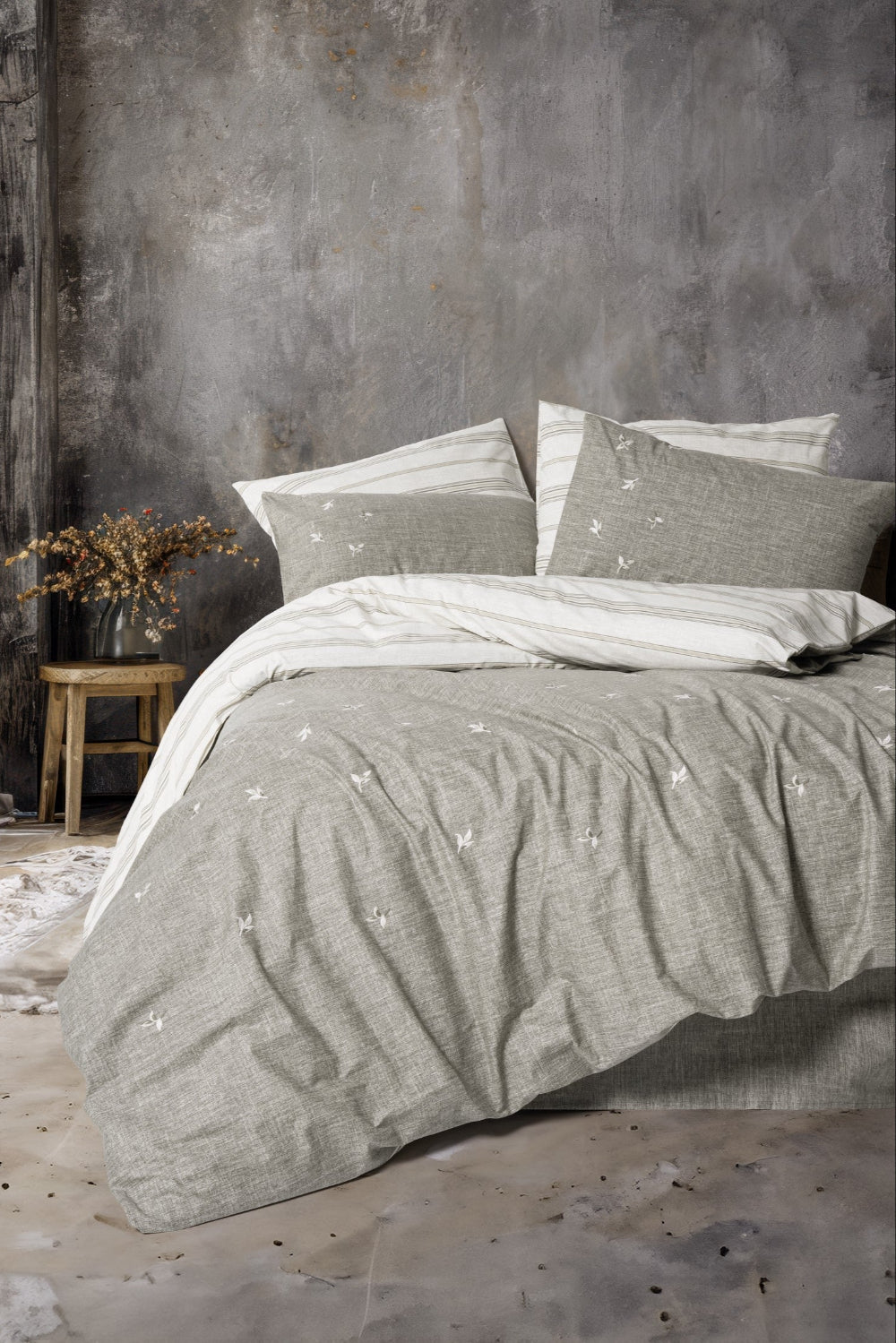 Cotton Box-Klein Nakışlı Ranforce Çift Kişilik Nevresim Takımı Moke Kahve-Nevresim Takımı-1-Milagron.com