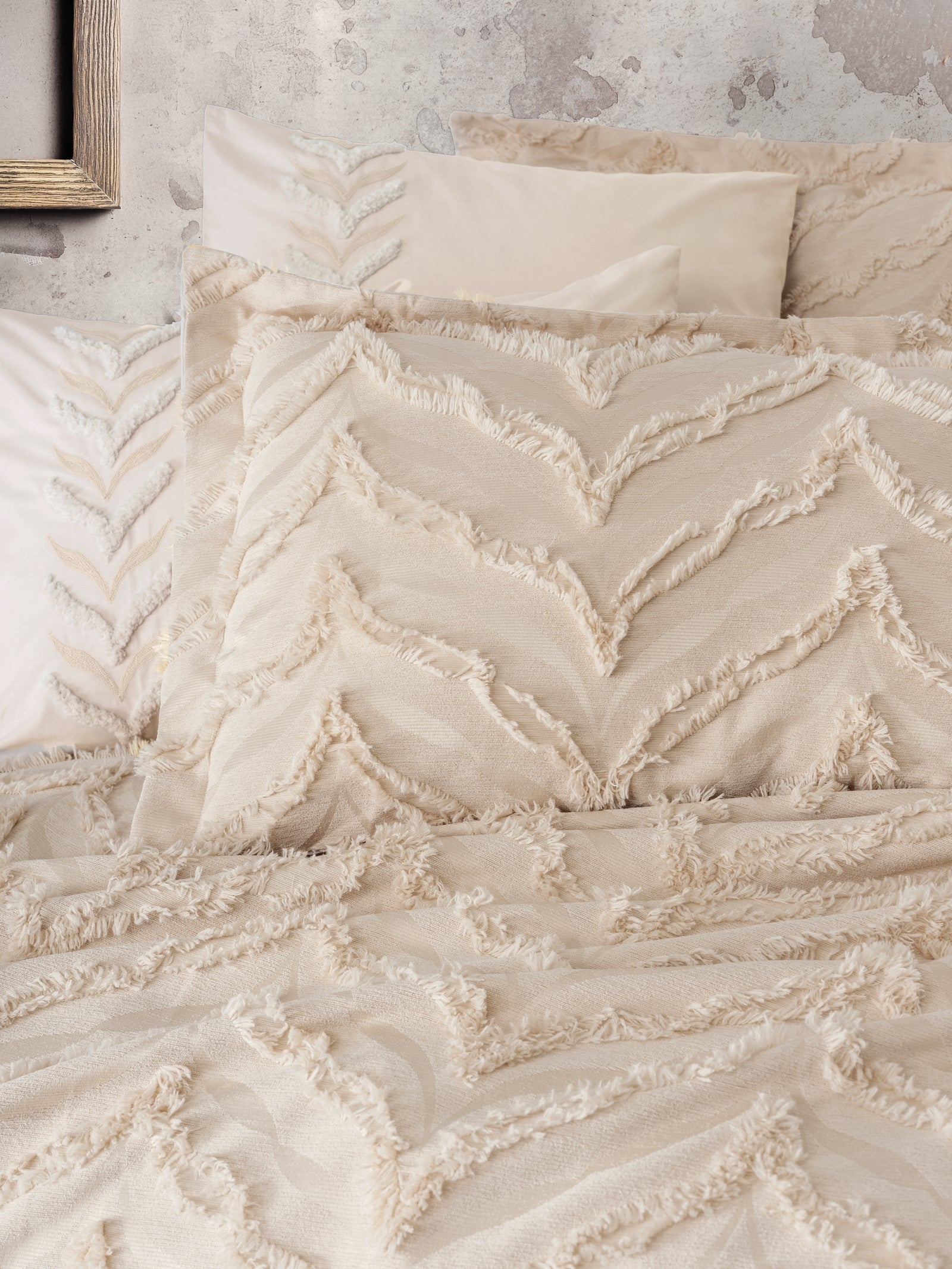 Cotton Box Limi Çift Kişilik Yatak Örtülü Nevresim Takımı Crimp Bej