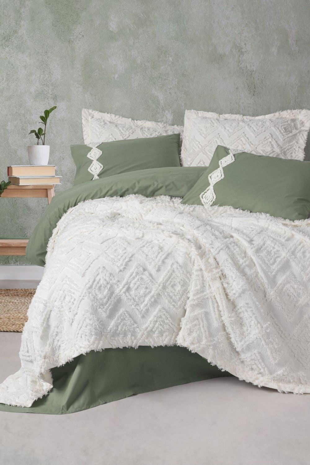 Cotton Box-Limi Çift Kişilik Yatak Örtülü Nevresim Takımı Luke Krem-Yatak Örtüsü-1-Milagron.com