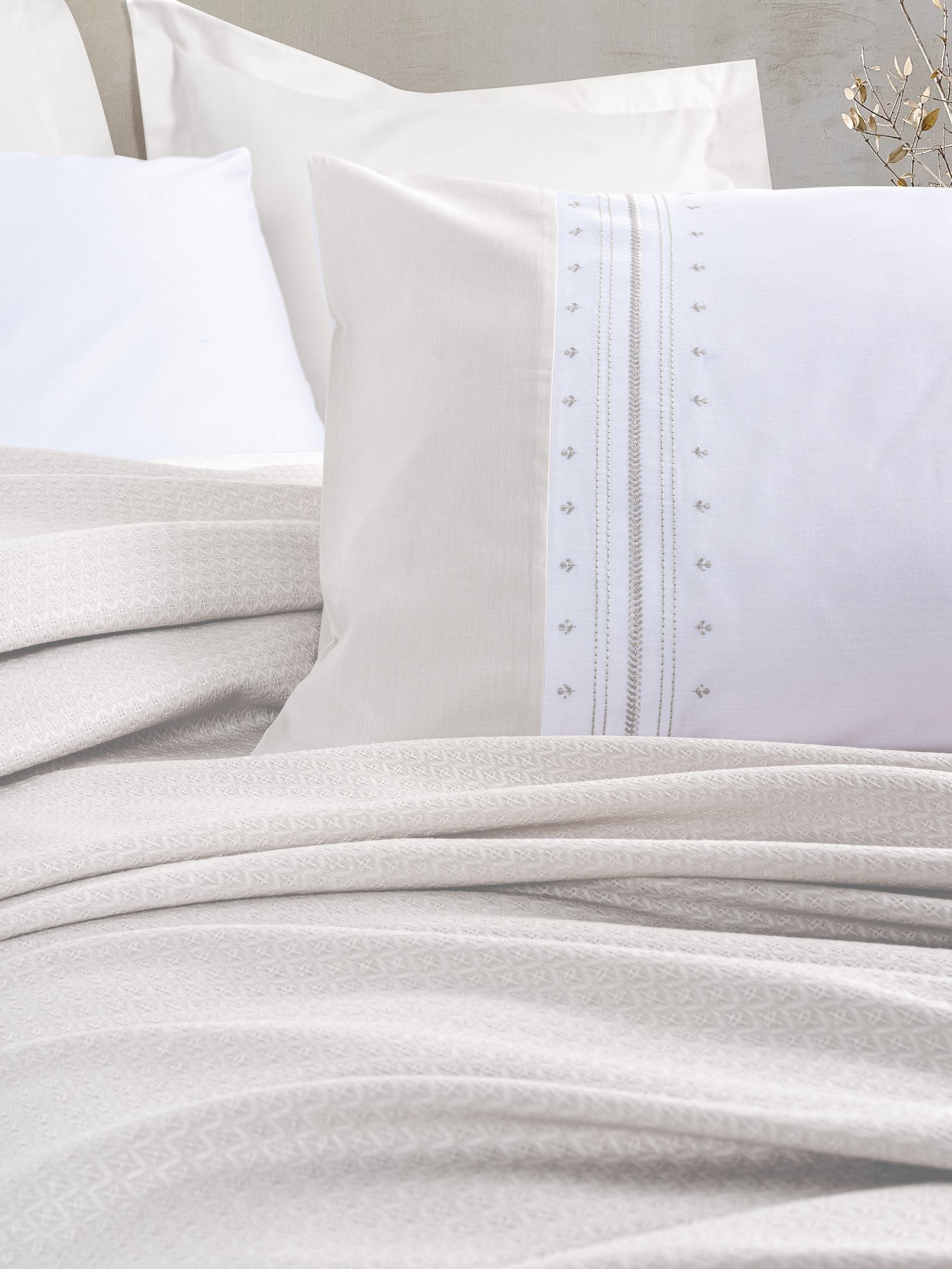 Cotton Box-Lusso Bambu Çift Kişilik Pike Takımı Chaste Taş-Pike Takımı-2-Milagron.com