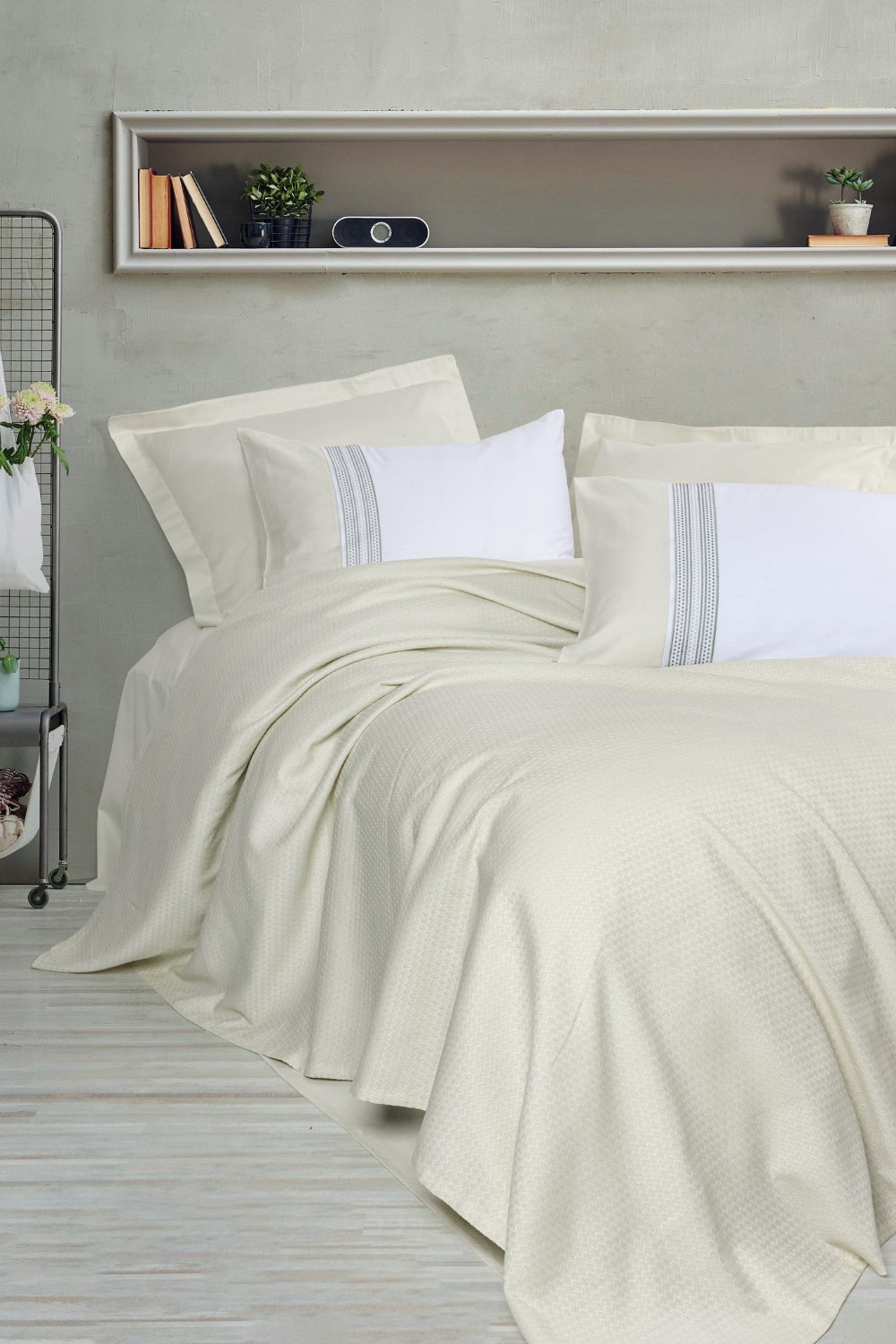 Cotton Box-Lusso Bambu Çift Kişilik Pike Takımı Lessy Yeşil-Pike Takımı-1-Milagron.com