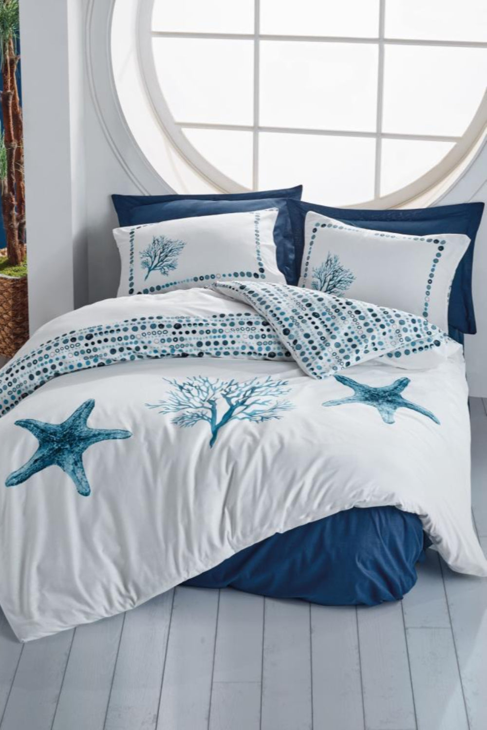 Cotton Box-Maritime Çift Kişilik Nevresim Takımı Star Lacivert-Nevresim Takımı-1-Milagron.com