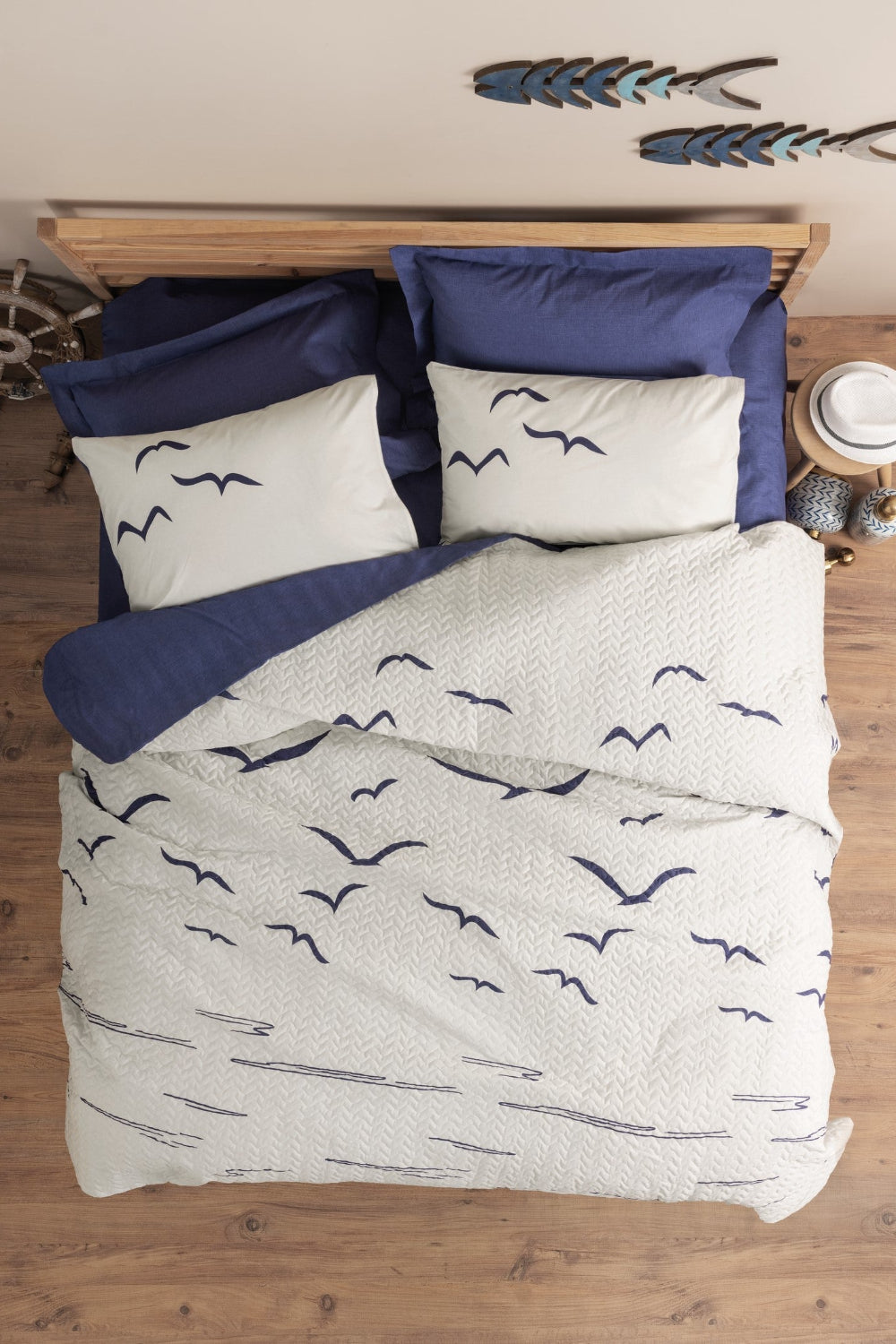 Cotton Box-Maritime Tek Kişilik Complete Set Larum Lacivert-Nevresim Takımı-1-Milagron.com