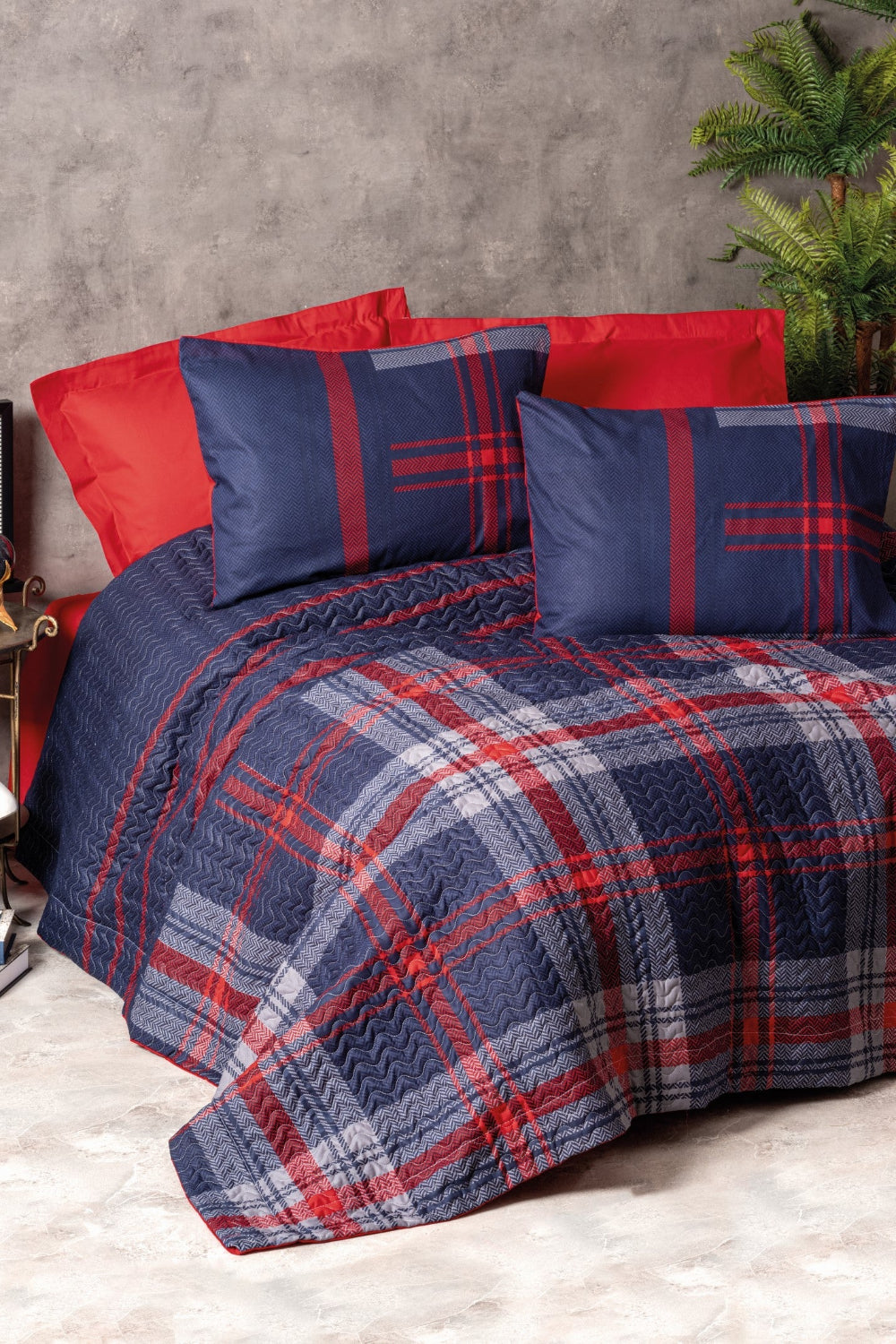 Cotton Box-Masculine Çift Kişilik Complete Set Abel Kırmızı-Nevresim Takımı-1-Milagron.com