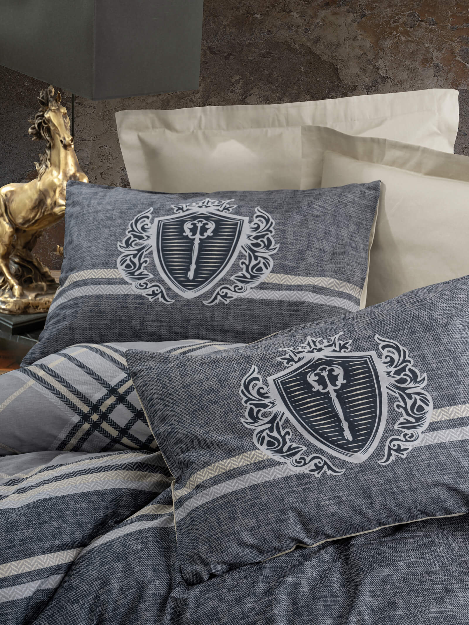 Cotton Box-Masculine Çift Kişilik Nevresim Takımı Thor Bej-Nevresim Takımı-2-Milagron.com