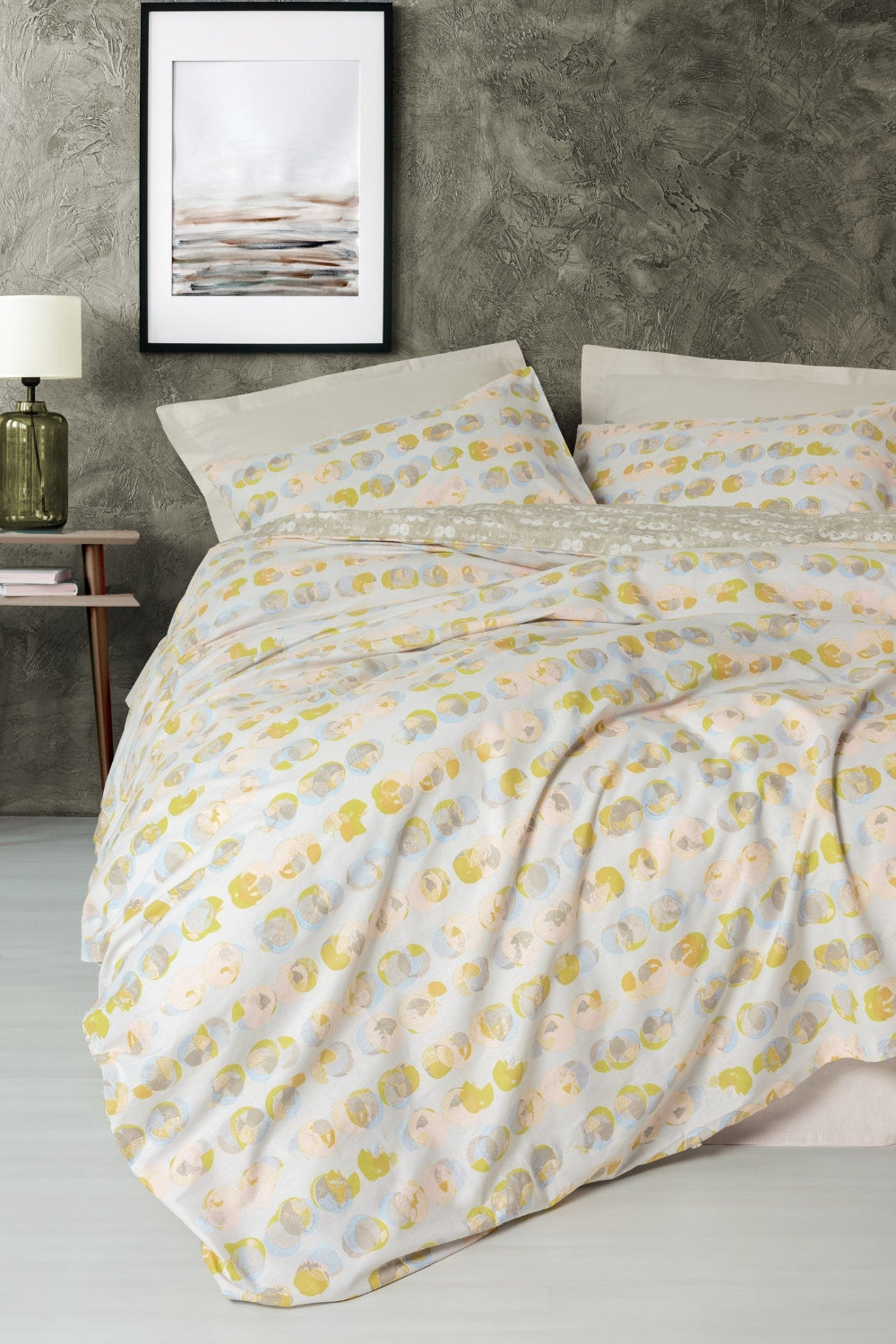 Cotton Box-Minimal Çift Kişilik Lastikli Çarşaflı Nevresim Takımı Jocus Bej-Nevresim Takımı-1-Milagron.com