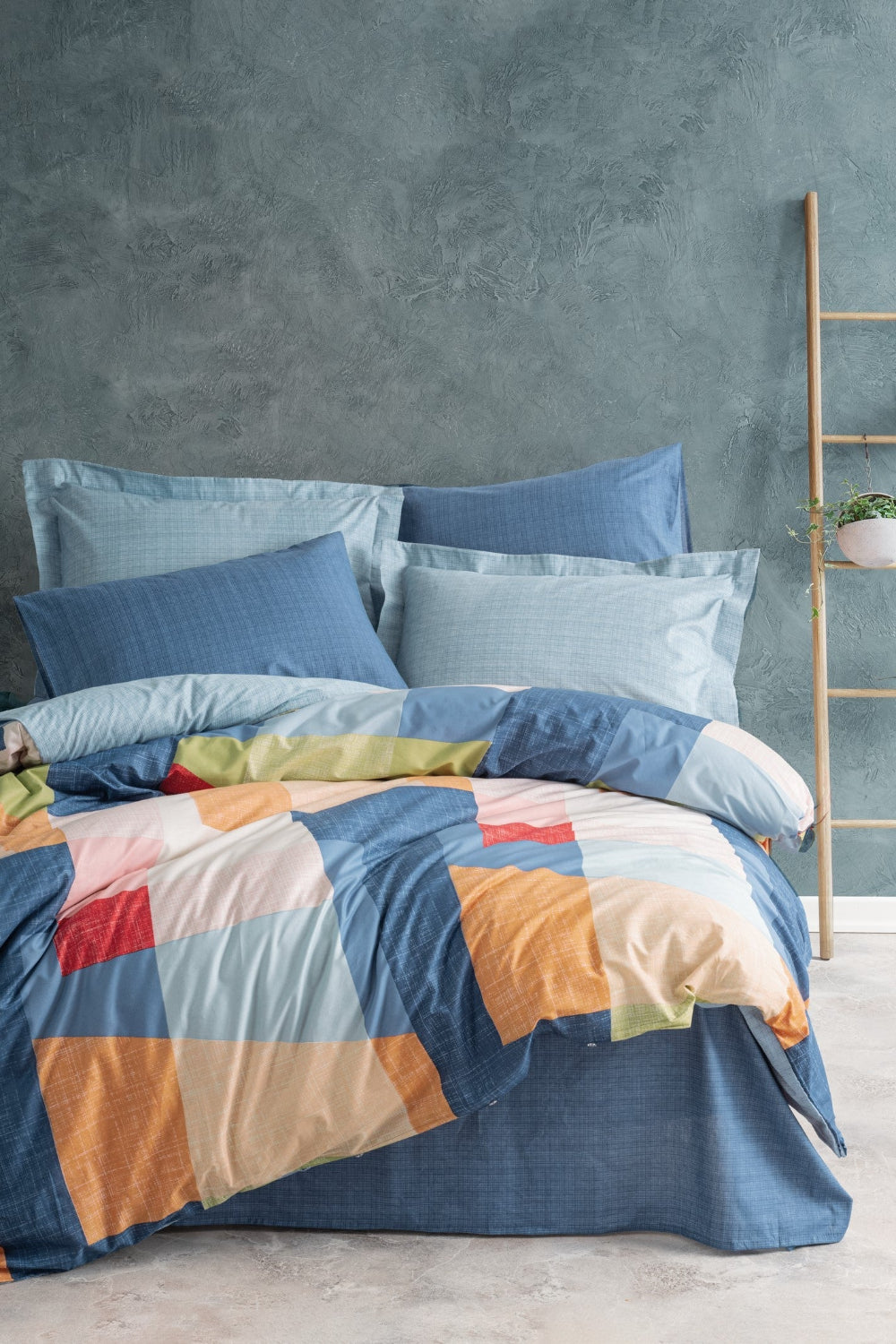 Cotton Box-Modern Çift Kişilik Nevresim Takımı Cosy Mavi-Nevresim Takımı-1-Milagron.com