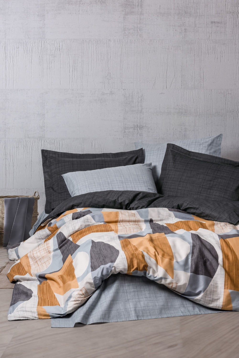 Cotton Box-Modern Çift Kişilik Nevresim Takımı Giorno Gri-Nevresim Takımı-1-Milagron.com