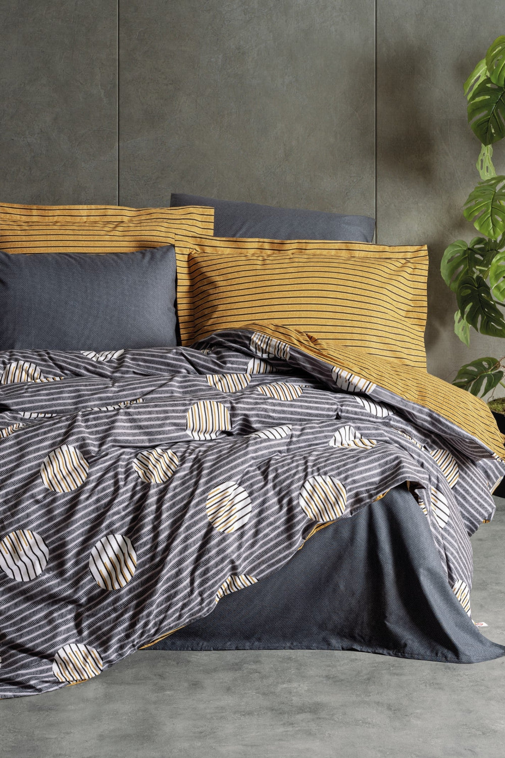 Cotton Box-Modern Tek Kişilik Nevresim Takımı Strew Gri-Nevresim Takımı-1-Milagron.com