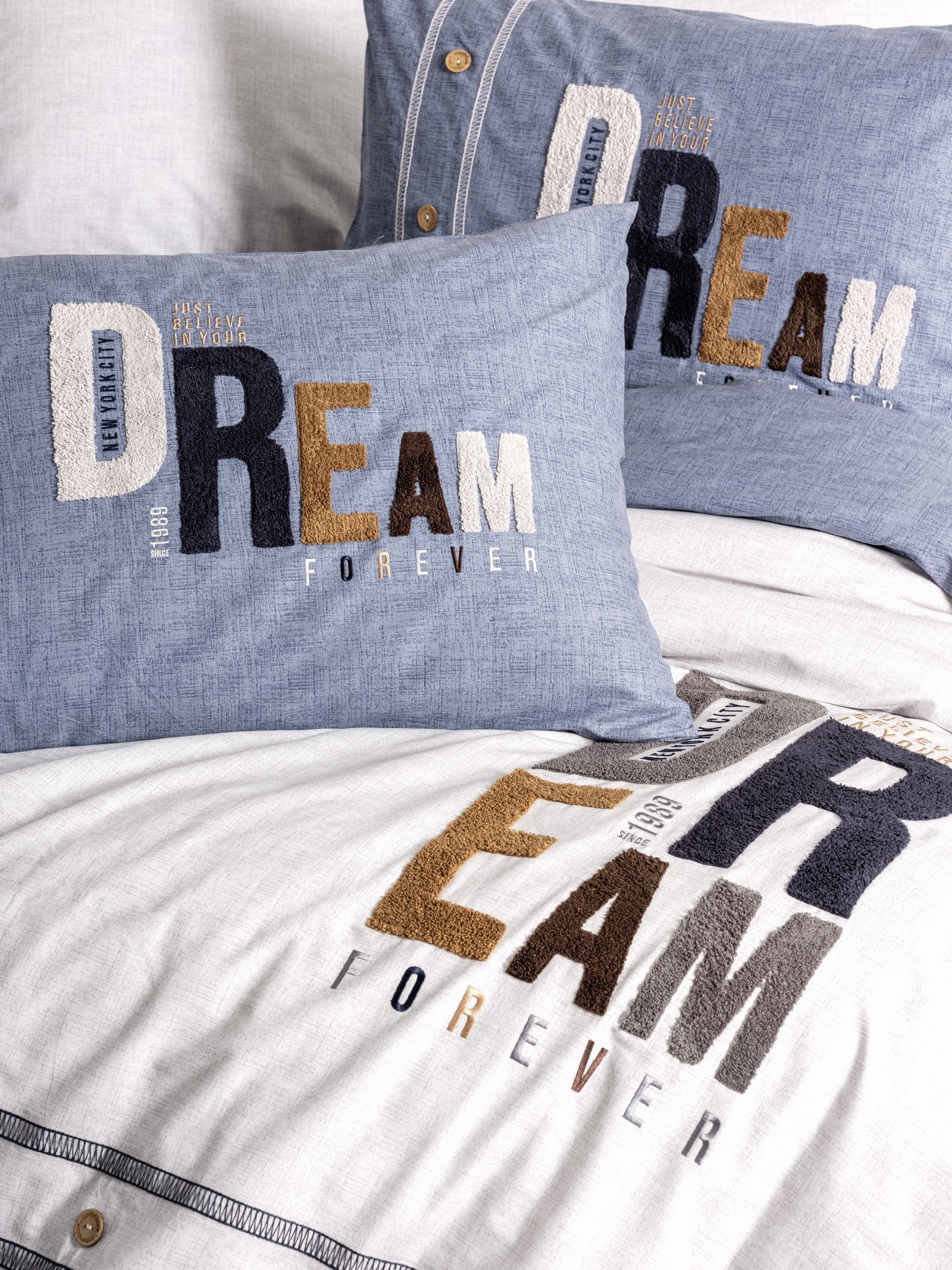 Cotton Box-Mood Nakışlı Ranforce Tek Kişilik Nevresim Takımı Forever Gri-Nevresim Takımı-2-Milagron.com