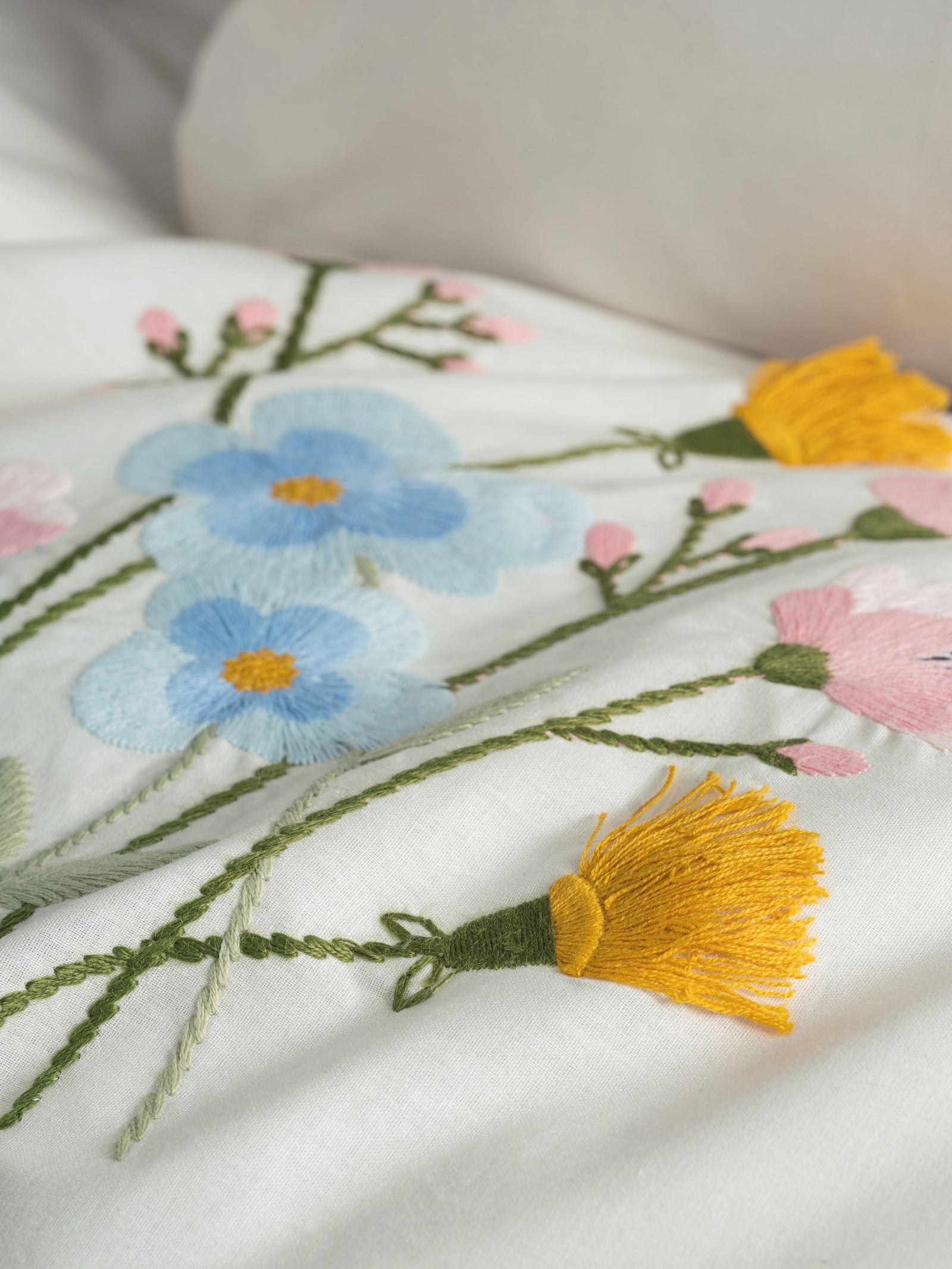 Cotton Box-Nakışlı Ranforce Çift Kişilik Nevresim Takımı Delbin Pembe-Nevresim Takımı-2-Milagron.com