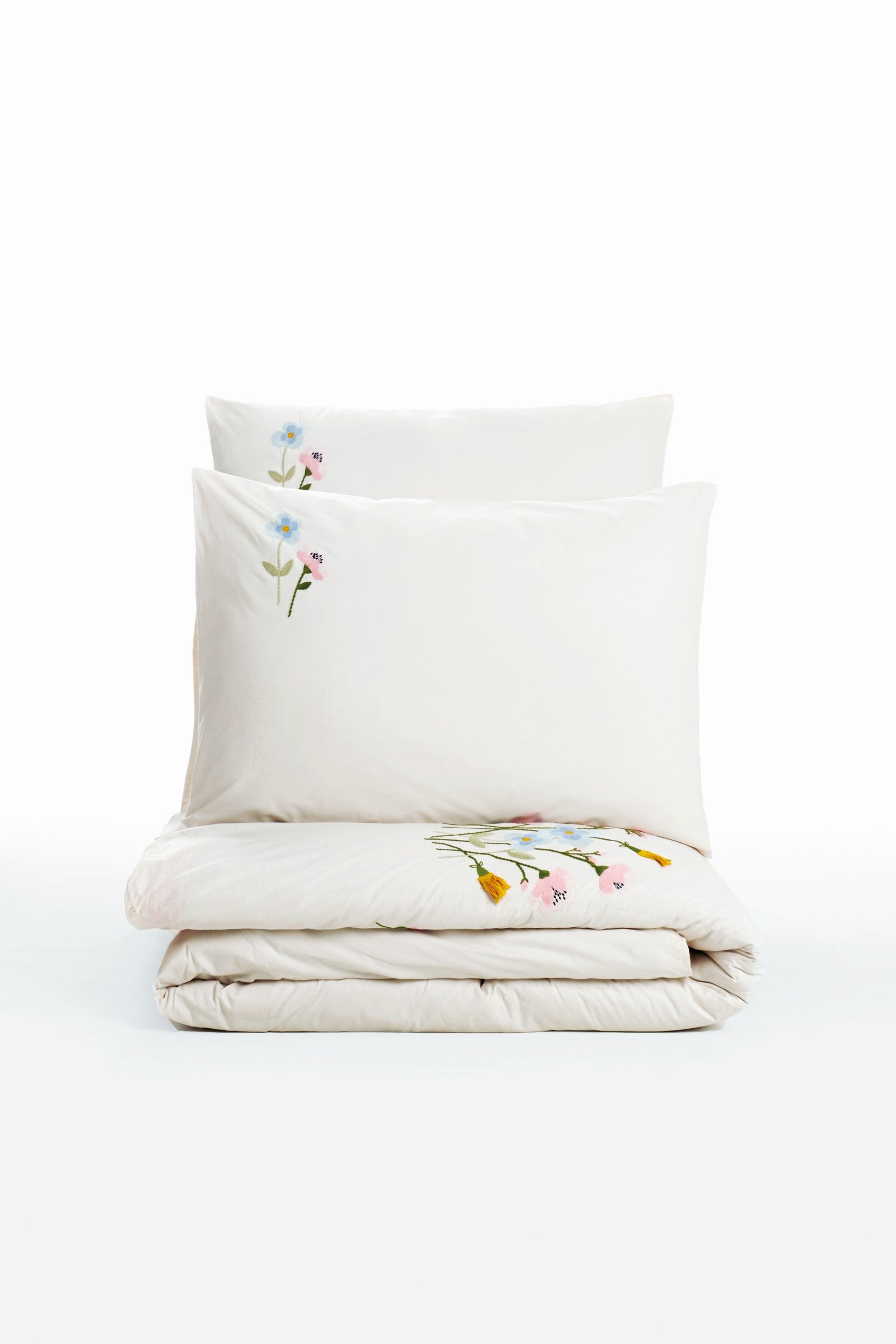 Cotton Box-Nakışlı Ranforce Çift Kişilik Nevresim Takımı Delbin Pembe-Nevresim Takımı-4-Milagron.com