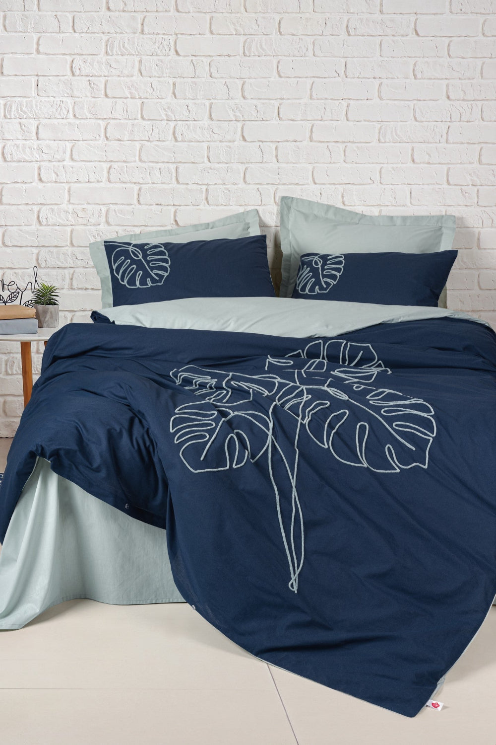 Cotton Box-Nakışlı Ranforce Çift Kişilik Nevresim Takımı Silva Mint-Nevresim Takımı-1-Milagron.com