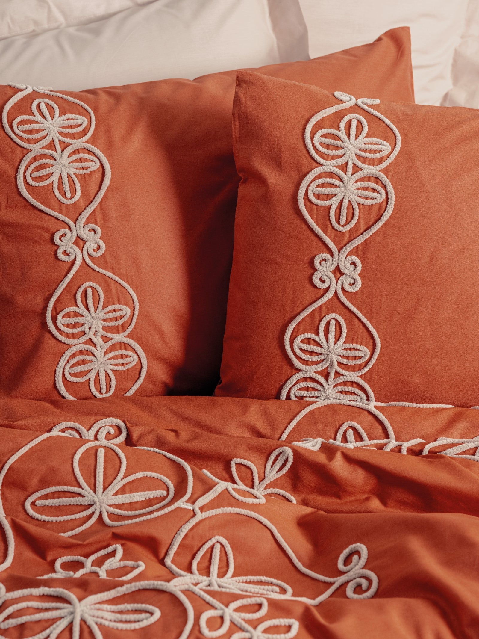 Cotton Box-Nakışlı Ranforce Çift Kişilik Nevresim Takımı Tiva Bej-Nevresim Takımı-2-Milagron.com