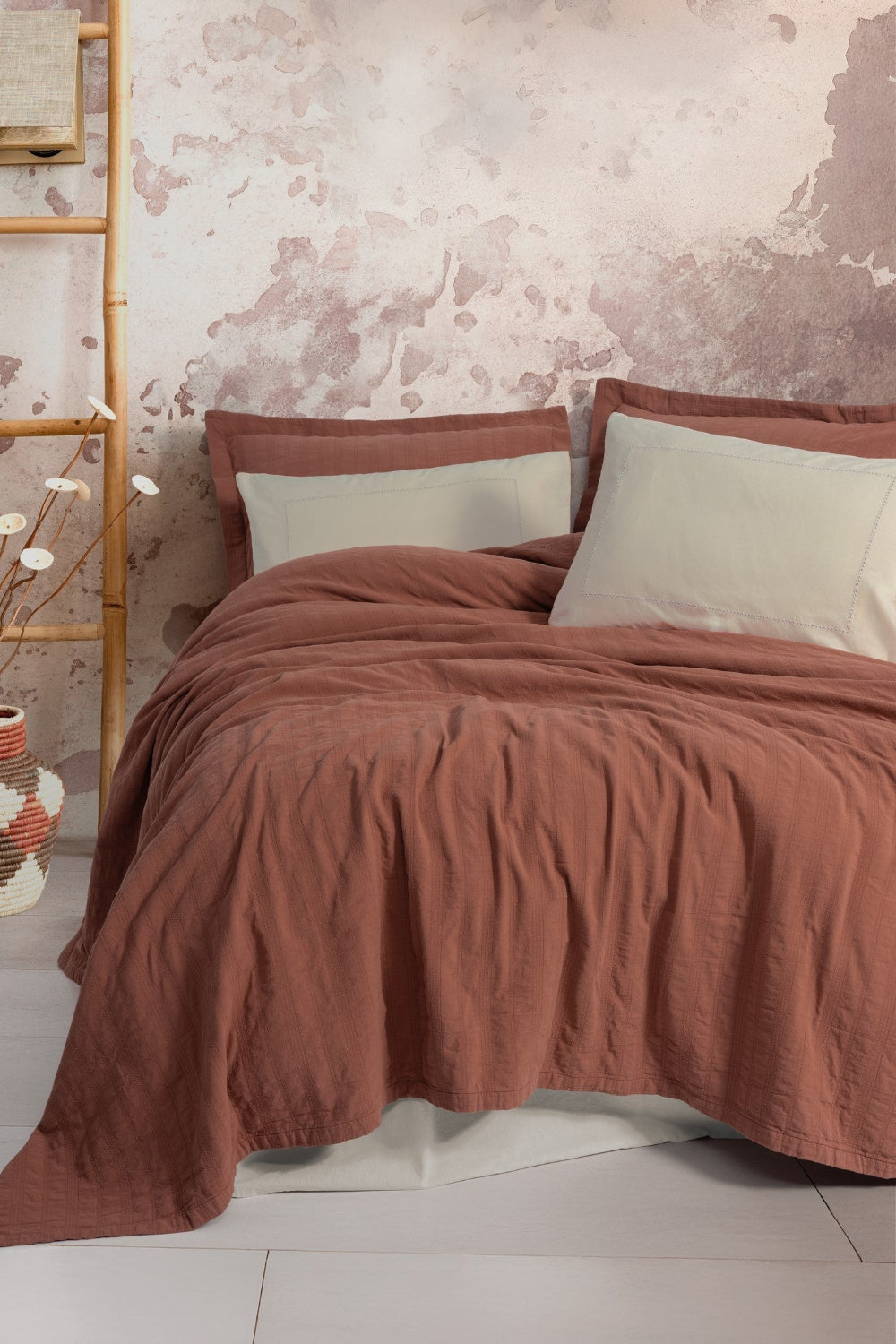 Cotton Box-Cotton Box Natura çift Kişilik Yatak örtüsü/Pike Takımı Vilo Kiremit-Pikeli Nevresim Takımı-1-Milagron.com