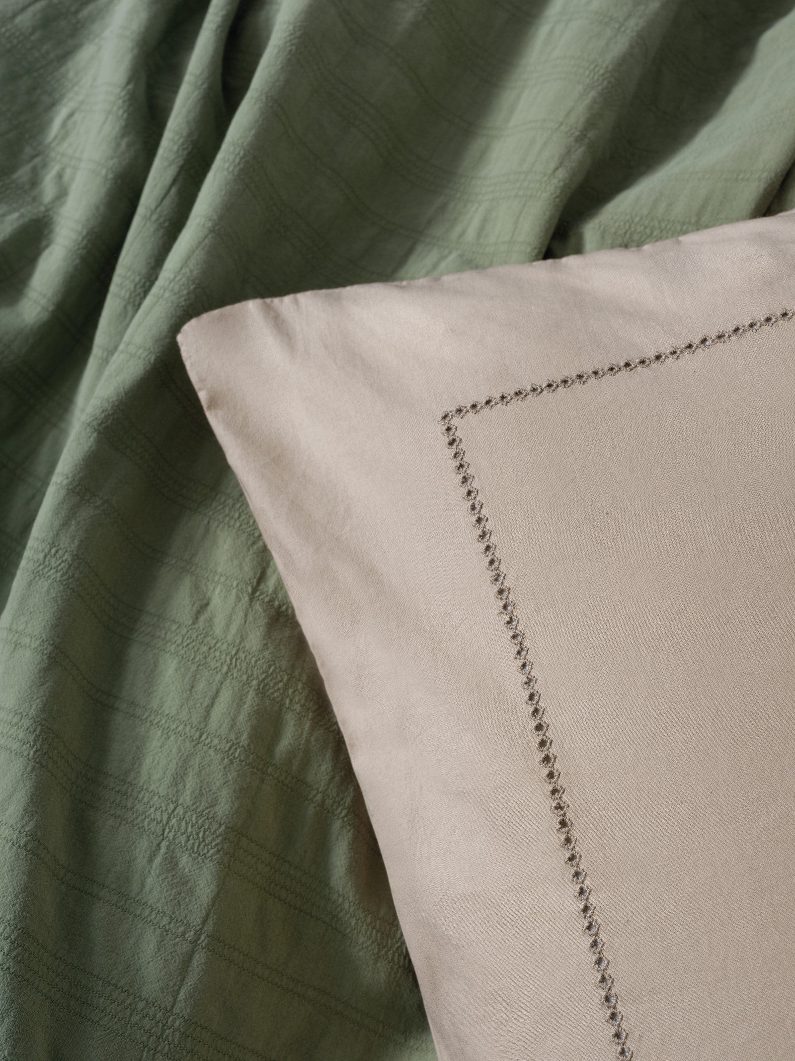 Cotton Box-Cotton Box Natura çift Kişilik Yatak örtüsü/Pike Takımı Vilo Yeşil-Pikeli Nevresim Takımı-4-Milagron.com