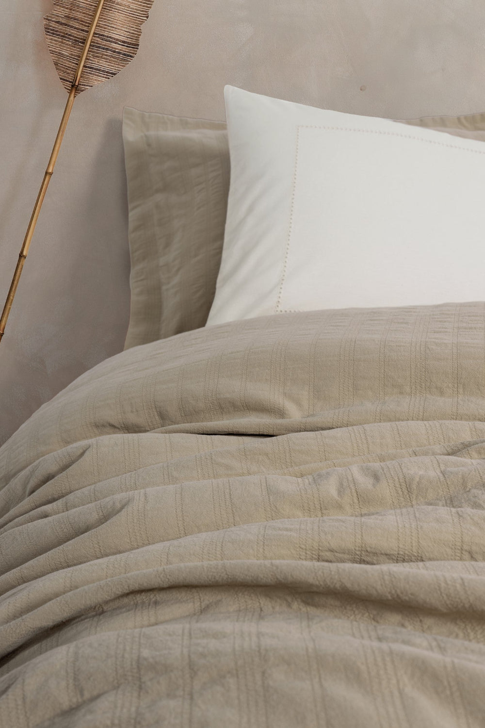 Cotton Box-Natura Çift Kişilik Yatak Örtüsü/Pike Takımı Vilo Bej-Nevresim Takımı-2-Milagron.com