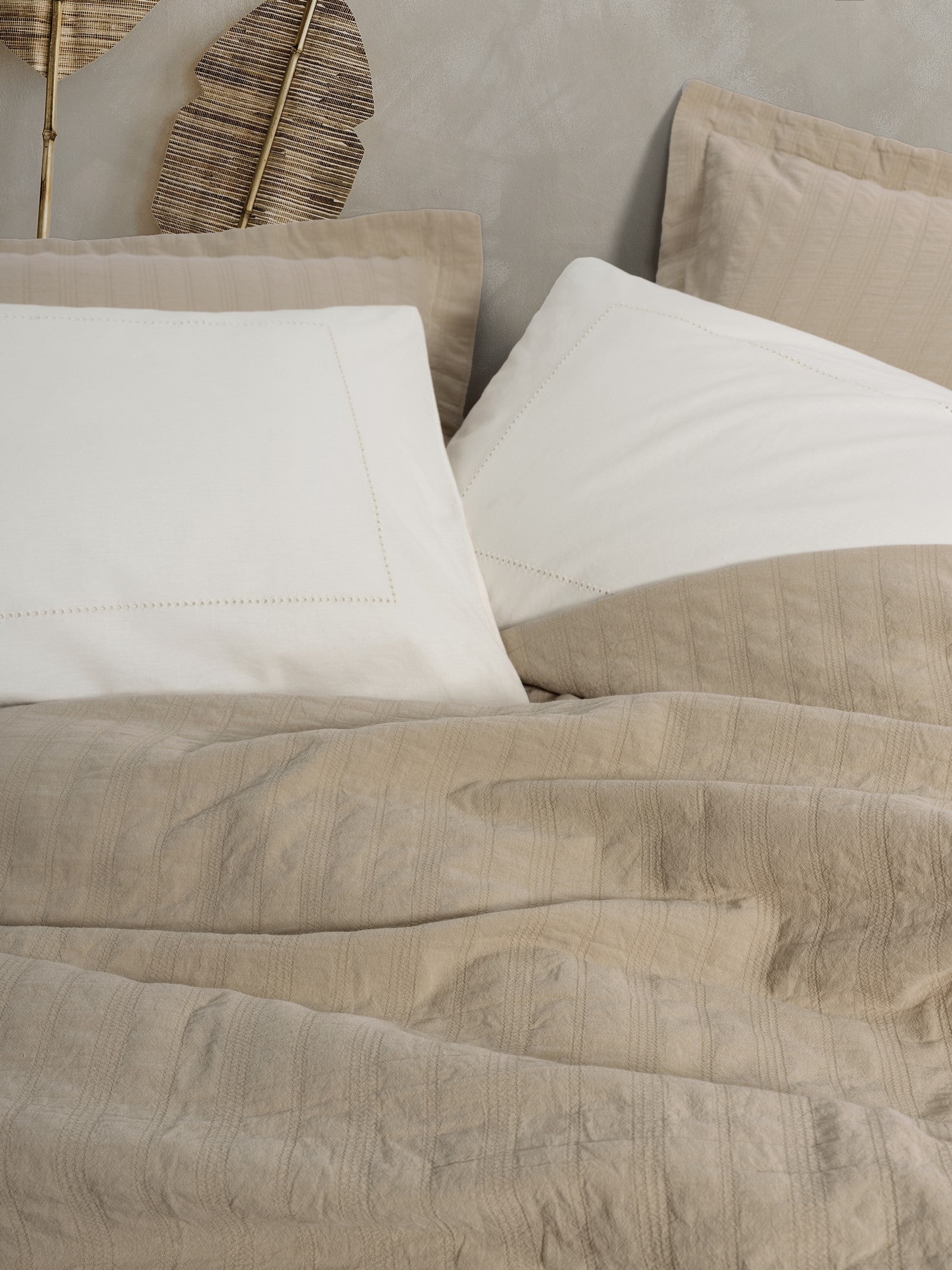 Cotton Box-Natura Çift Kişilik Yatak Örtüsü/Pike Takımı Vilo Bej-Nevresim Takımı-3-Milagron.com