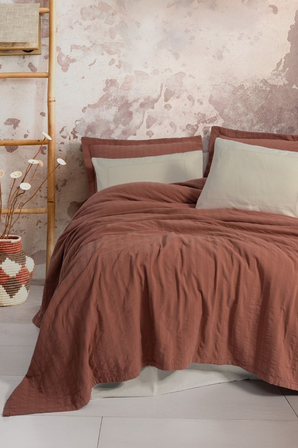 Cotton Box-Natura Çift Kişilik Yatak Örtüsü/Pike Takımı Vilo Kiremit-Nevresim Takımı-1-Milagron.com