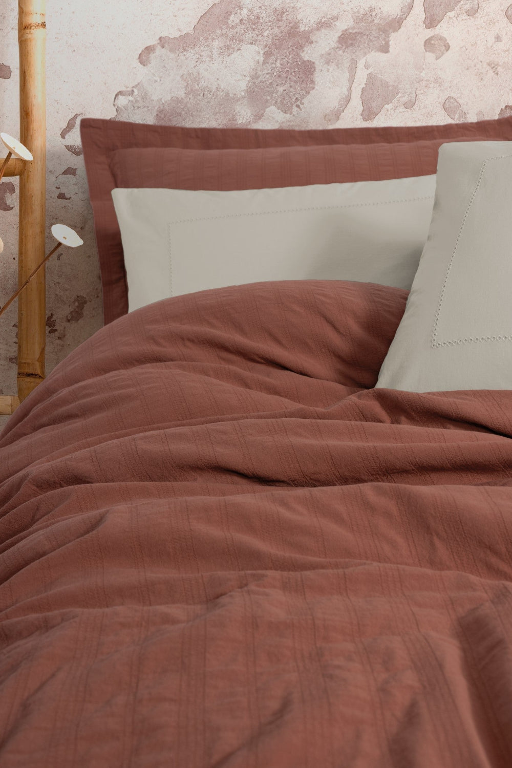 Cotton Box-Natura Çift Kişilik Yatak Örtüsü/Pike Takımı Vilo Kiremit-Nevresim Takımı-2-Milagron.com