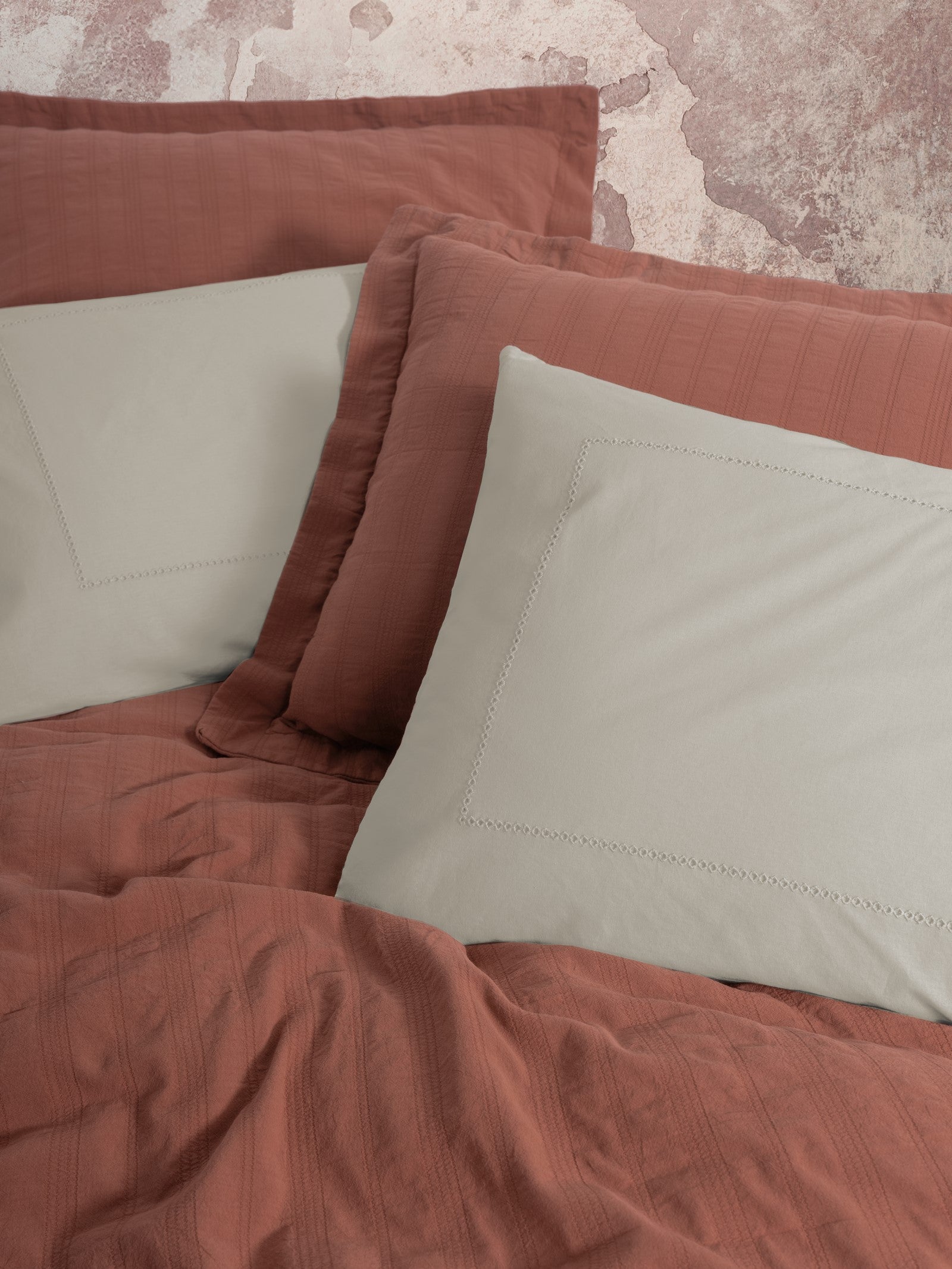 Cotton Box-Natura Çift Kişilik Yatak Örtüsü/Pike Takımı Vilo Kiremit-Nevresim Takımı-3-Milagron.com