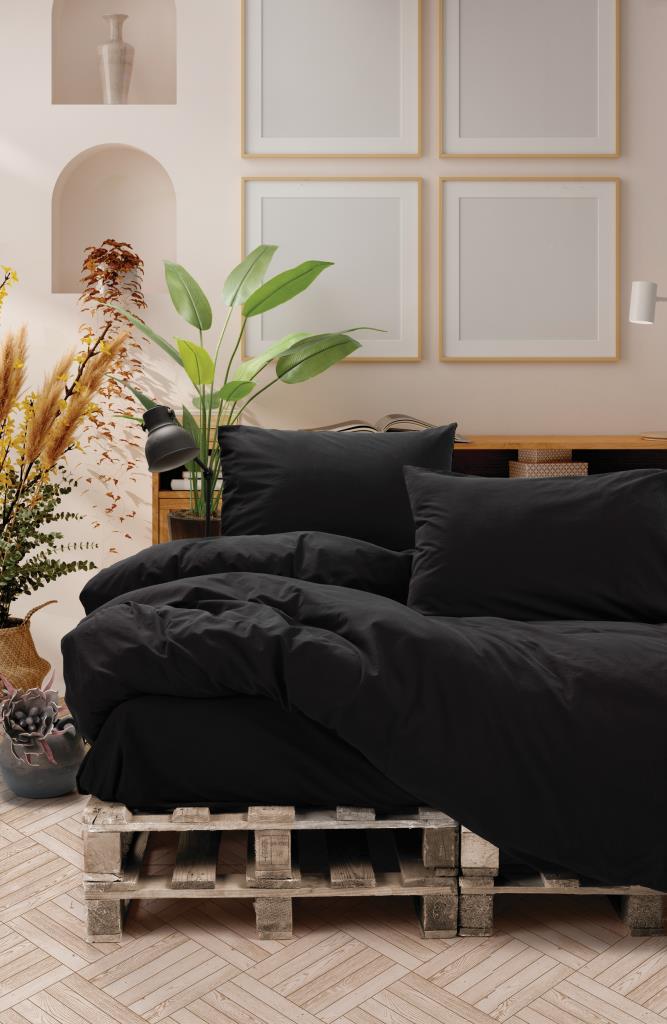 Cotton Box-Neat Çift Kişilik Nevresim Takımı Siyah-Nevresim Takımı-1-Milagron.com