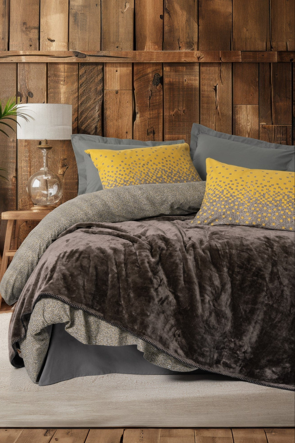 Cotton Box-Oyster Battaniyeli Tek Kişilik Nevresim Takımı Kahve-Nevresim Takımı-1-Milagron.com